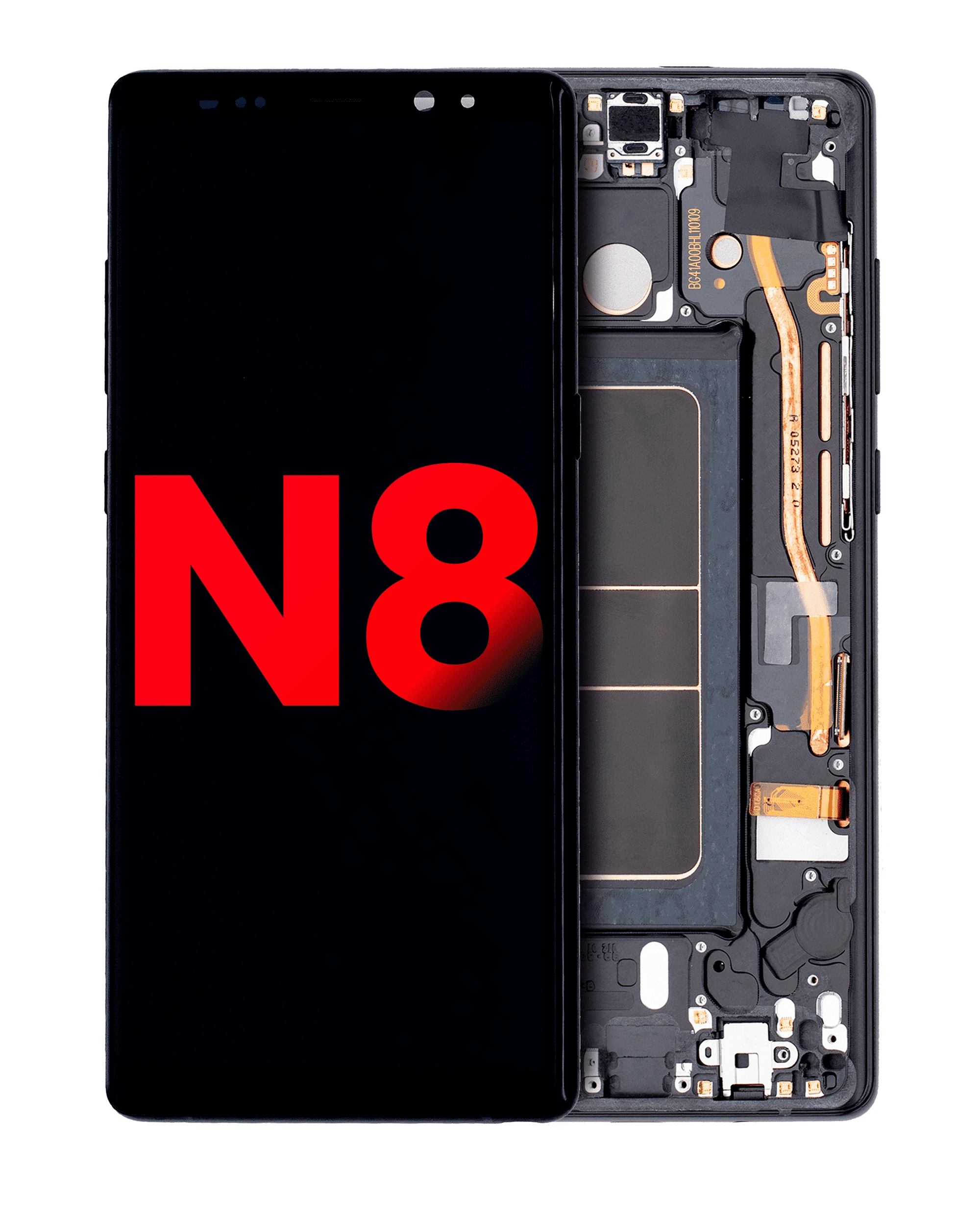Display OLED completo con Frame per Samsung Galaxy Note 8 (Mezzanotte Nero)