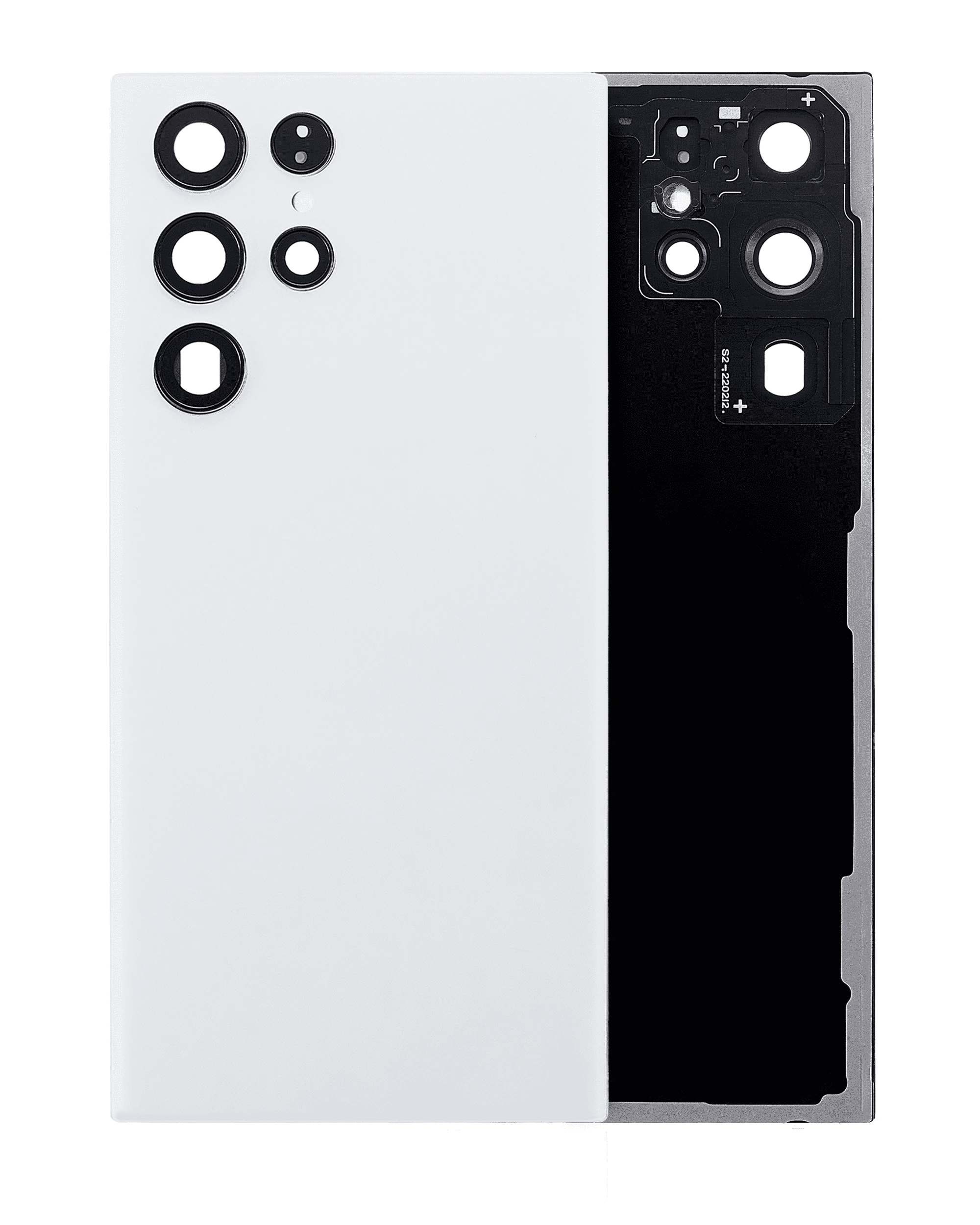 vetro cover posteriore con Vetro fotocamera per Samsung Galaxy S22 Ultra 5G (No Logo) (Bianco)