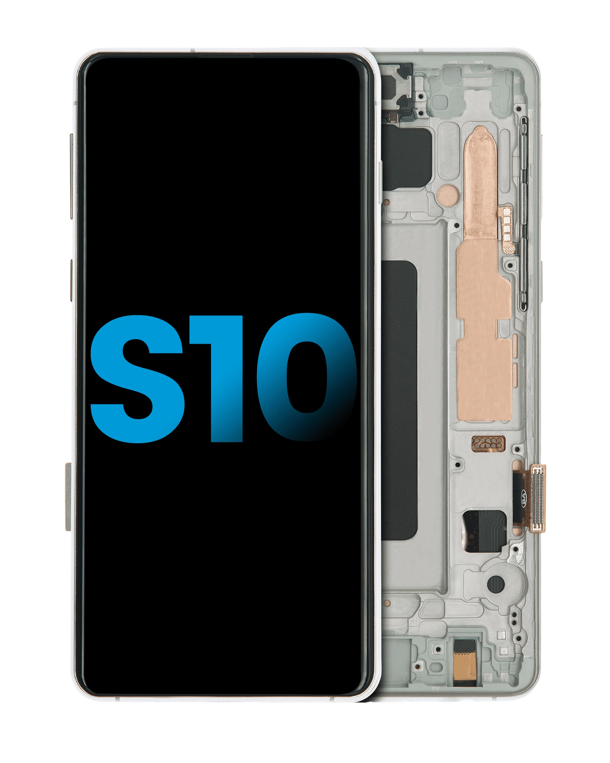 Display LCD completo con Frame (senza Fingerprint Sensore) per Samsung Galaxy S10 (Prism Bianco)