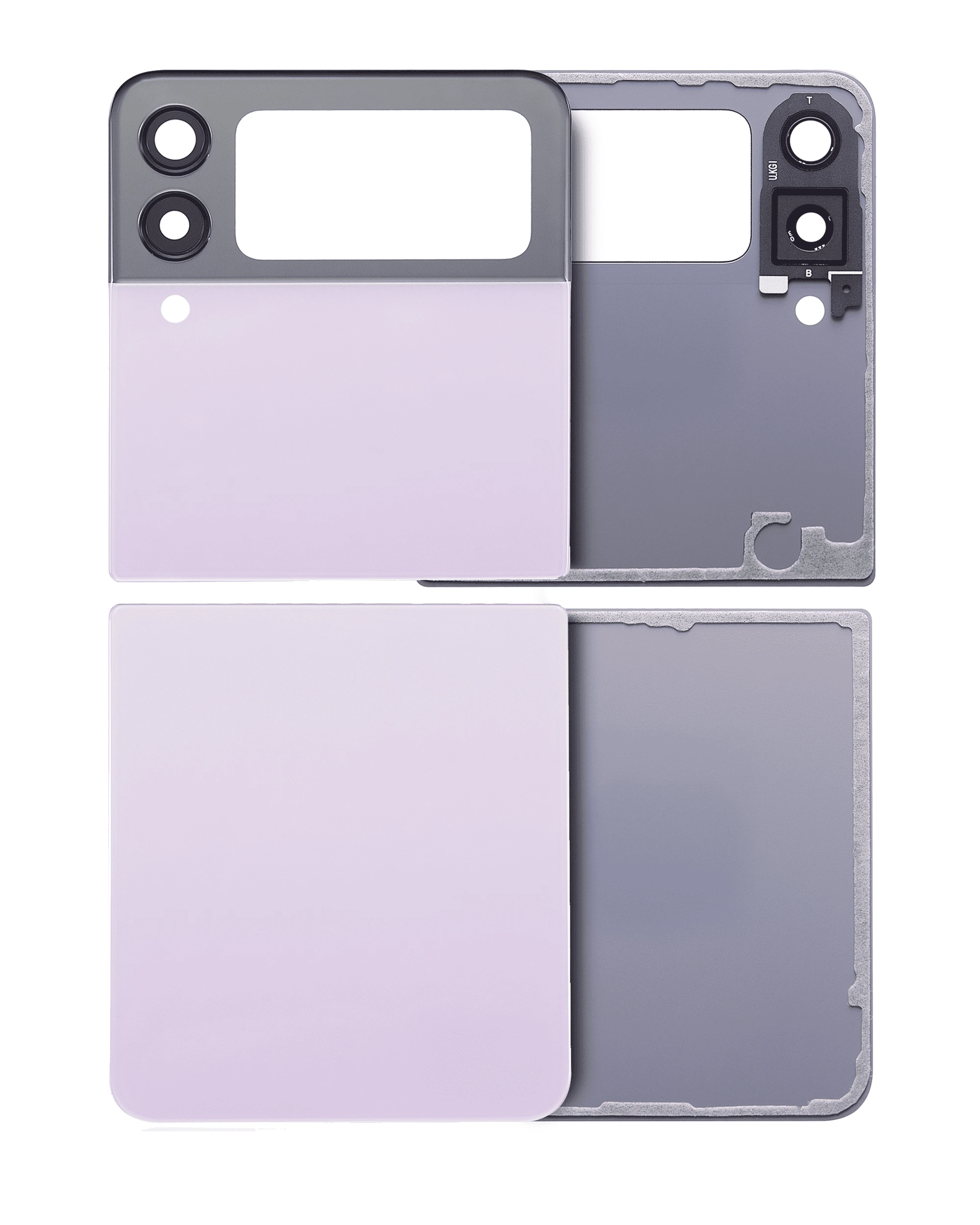 Top e Bottom vetro cover posteriore con Vetro fotocamera per Samsung Galaxy Z Flip 3 5G (Lavanda)