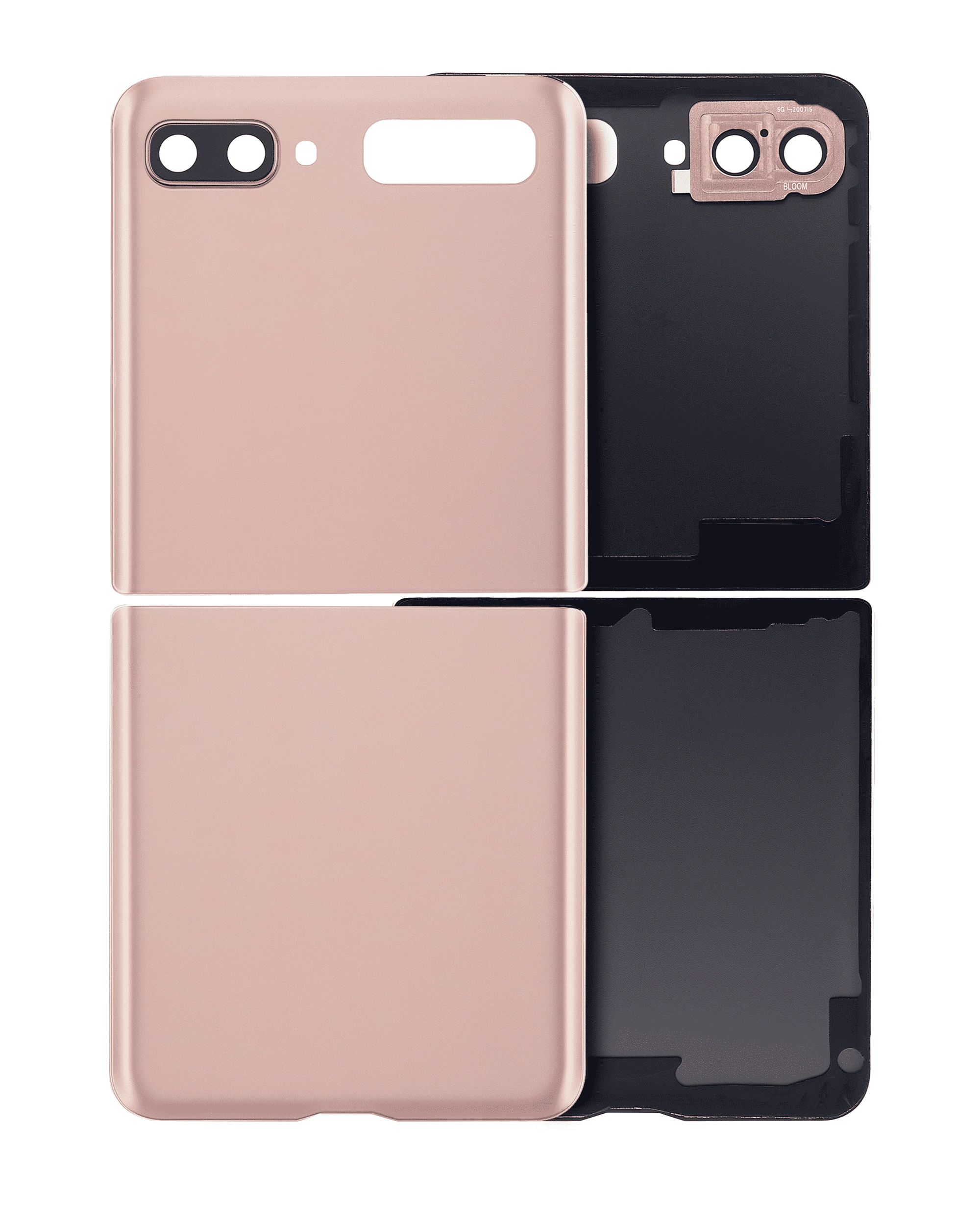 Top e Bottom vetro cover posteriore con Vetro fotocamera per Samsung Galaxy Z Flip 4G (F700) / Z Flip 5G (F707) (Mystic Bronze)