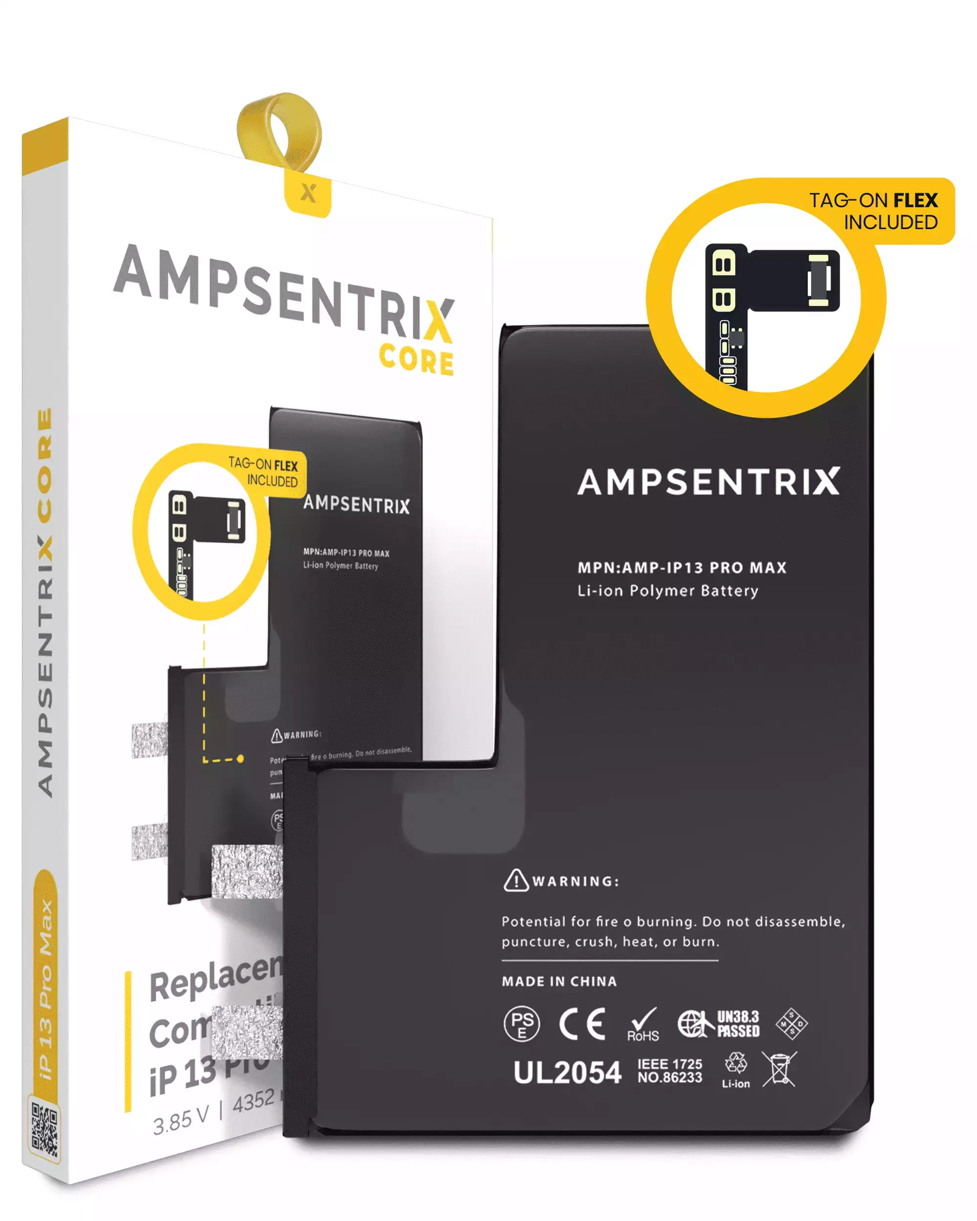 Batteria di ricambio Core con Universal Tag-On flat per iPhone 13 Pro Max (Spot Welding Required)
