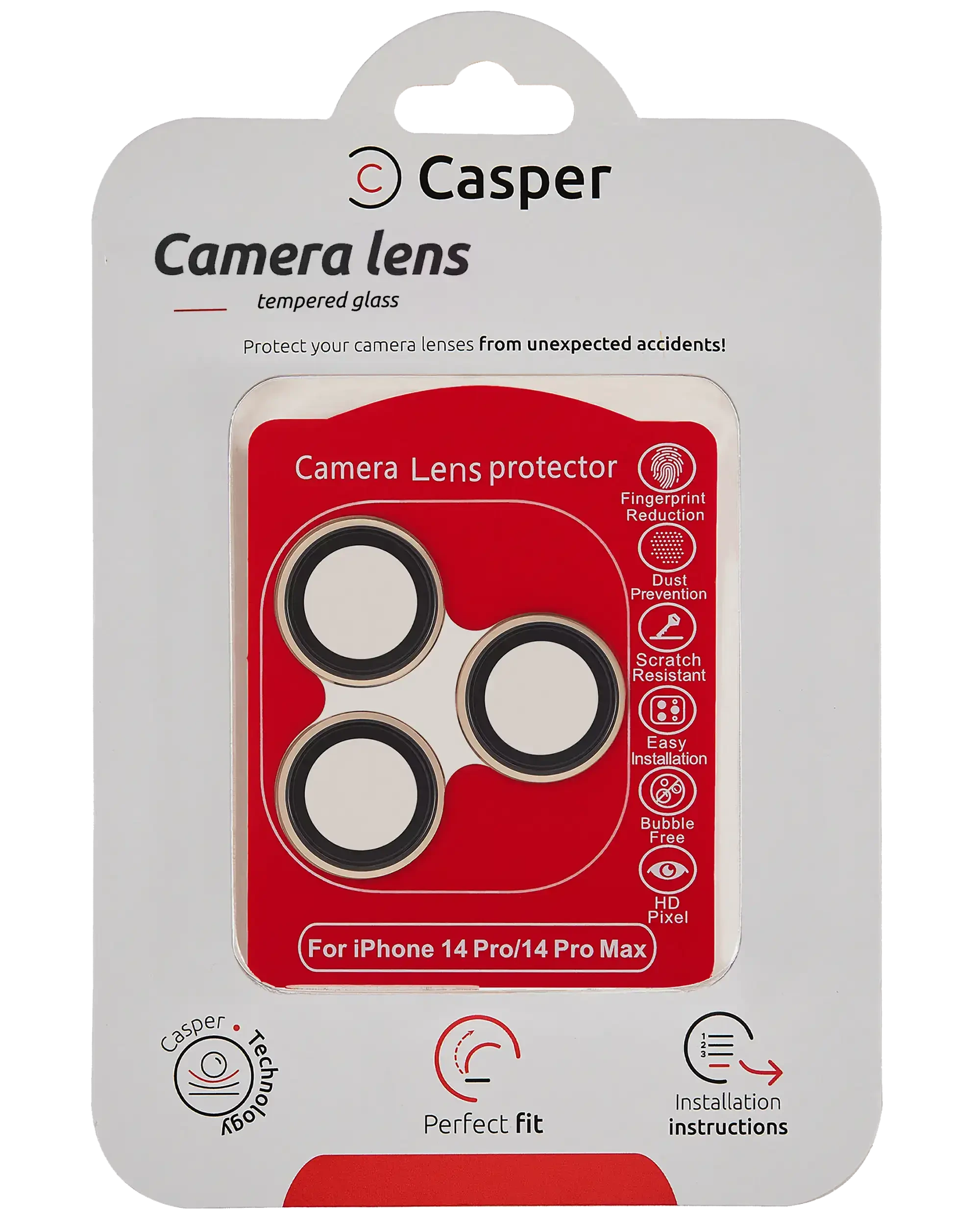 Vetro fotocamera Protector per iPhone 14 Pro / 14 Pro Max (Oro) (Trasparente)