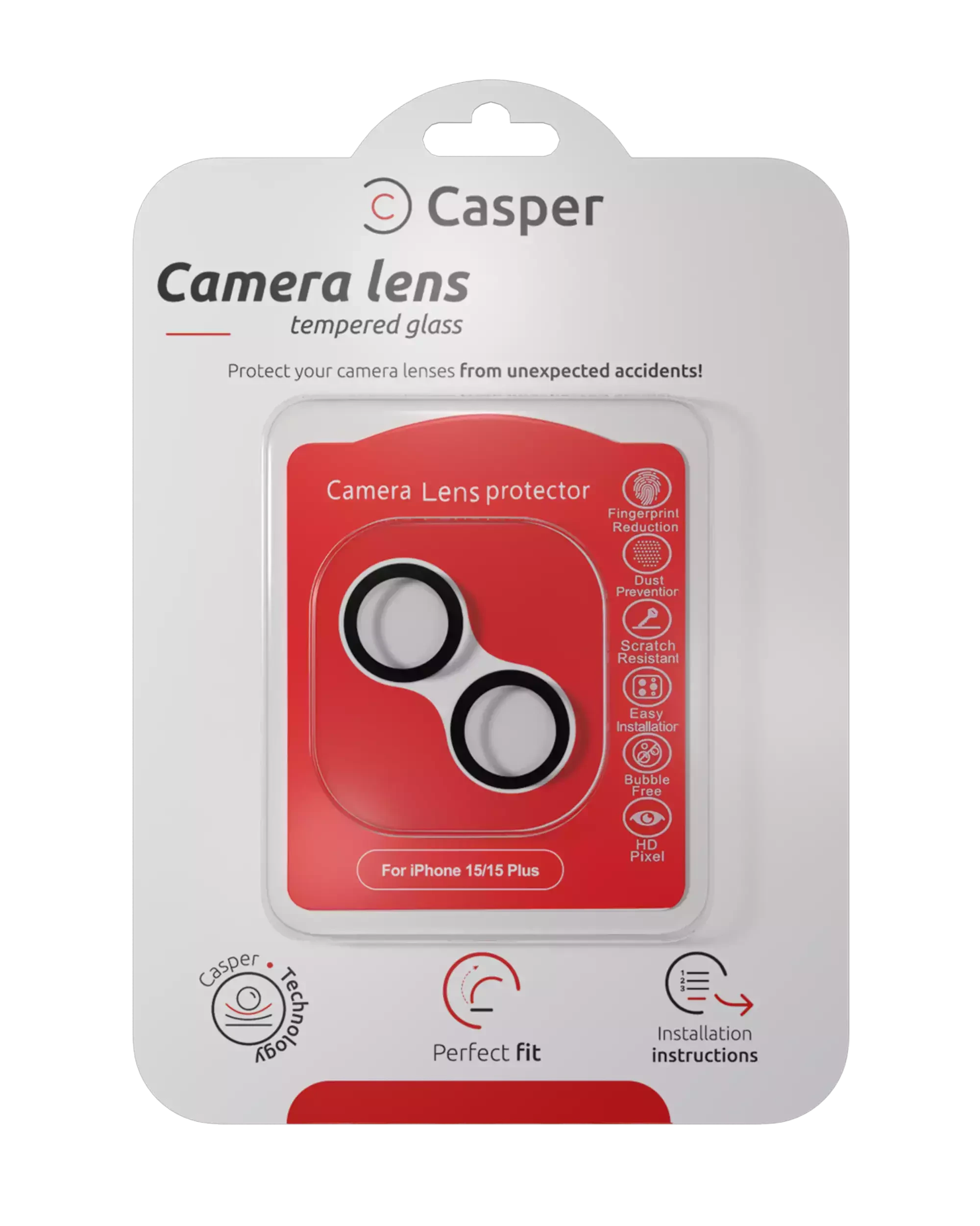Vetro fotocamera Protector per iPhone 15 / 15 Plus (Nero) (Trasparente)