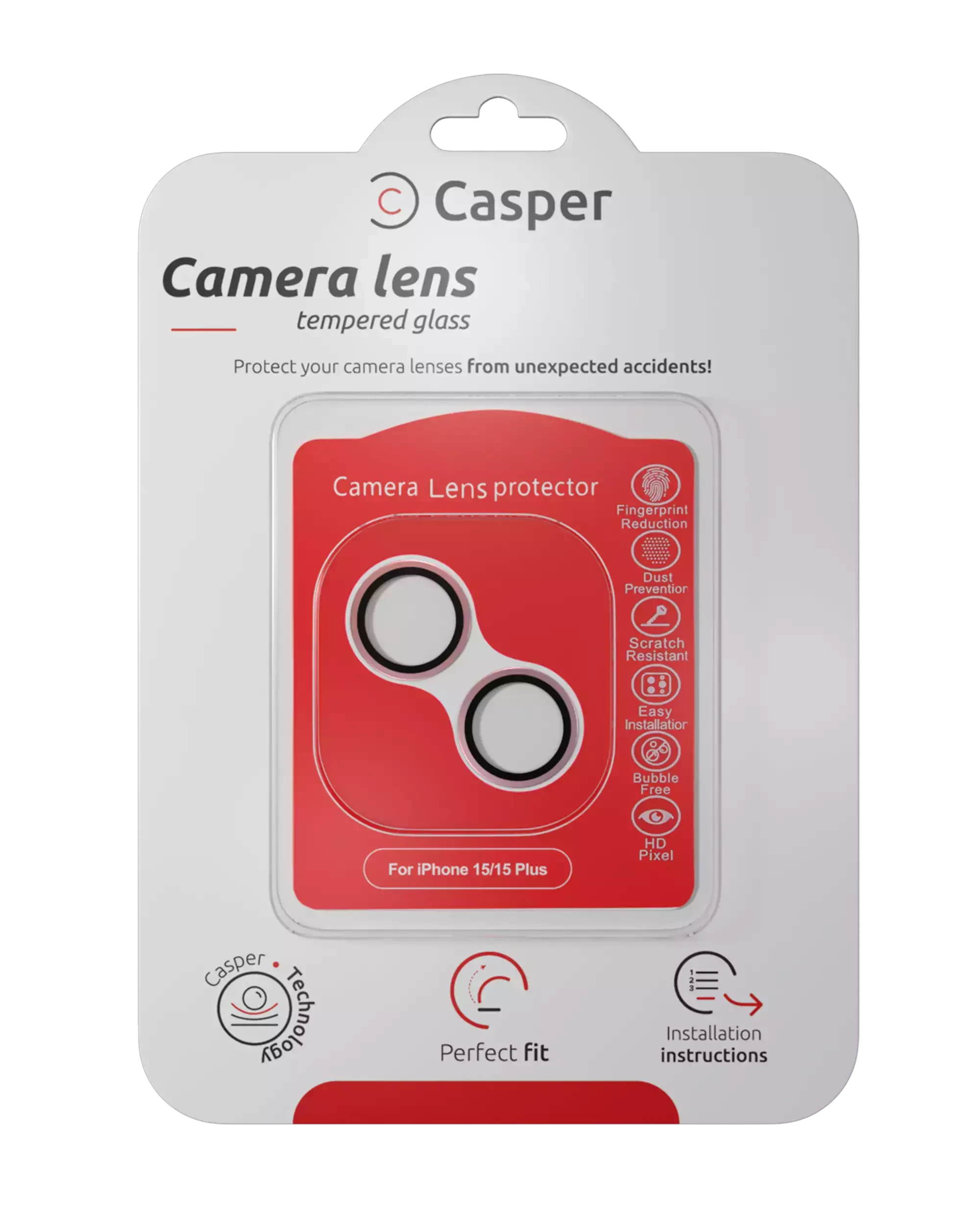 Vetro fotocamera Protector per iPhone 15 / 15 Plus (Rosa) (Trasparente)