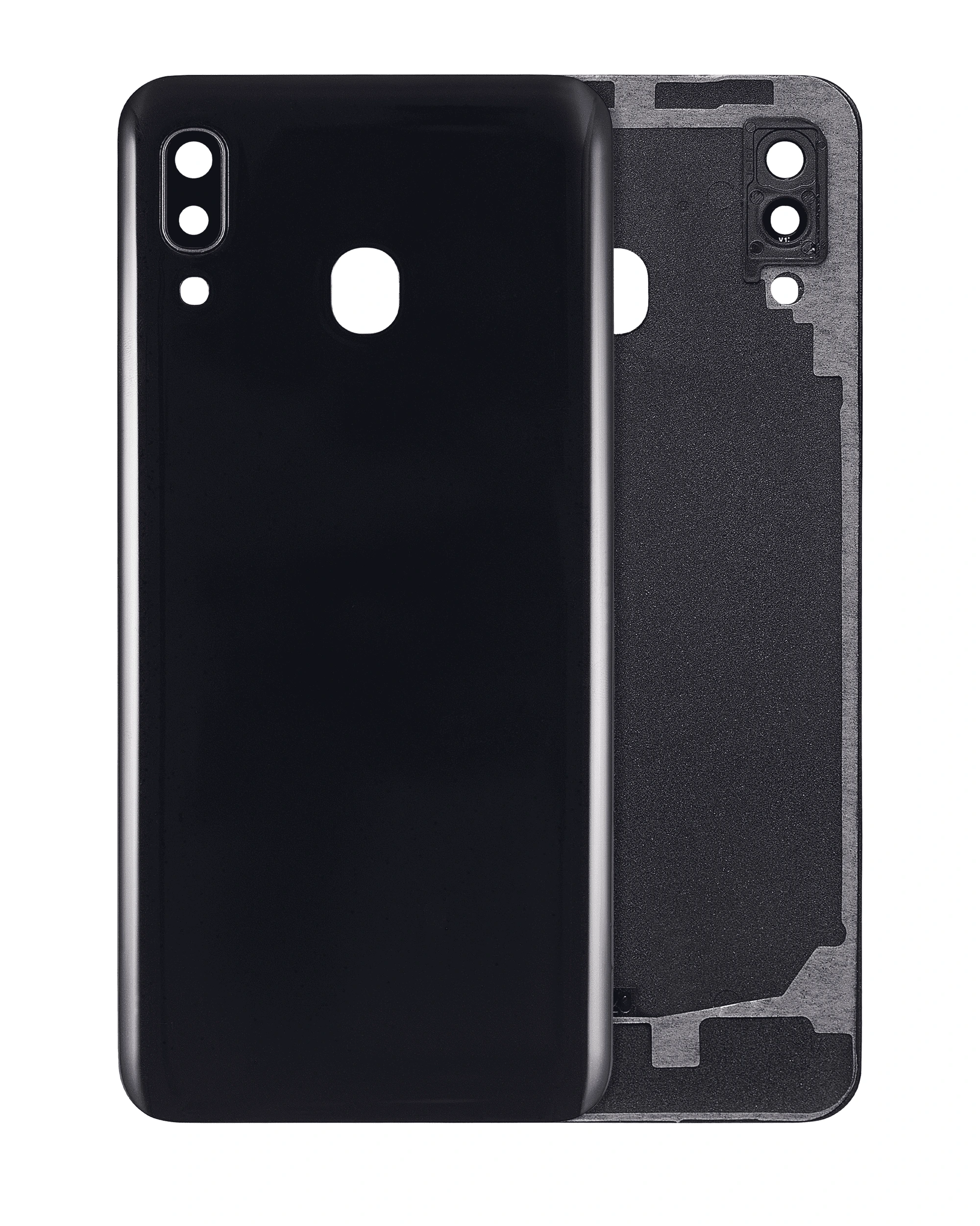 vetro cover posteriore con Vetro fotocamera per Samsung Galaxy A20 (A205 / 2019) (Nero)