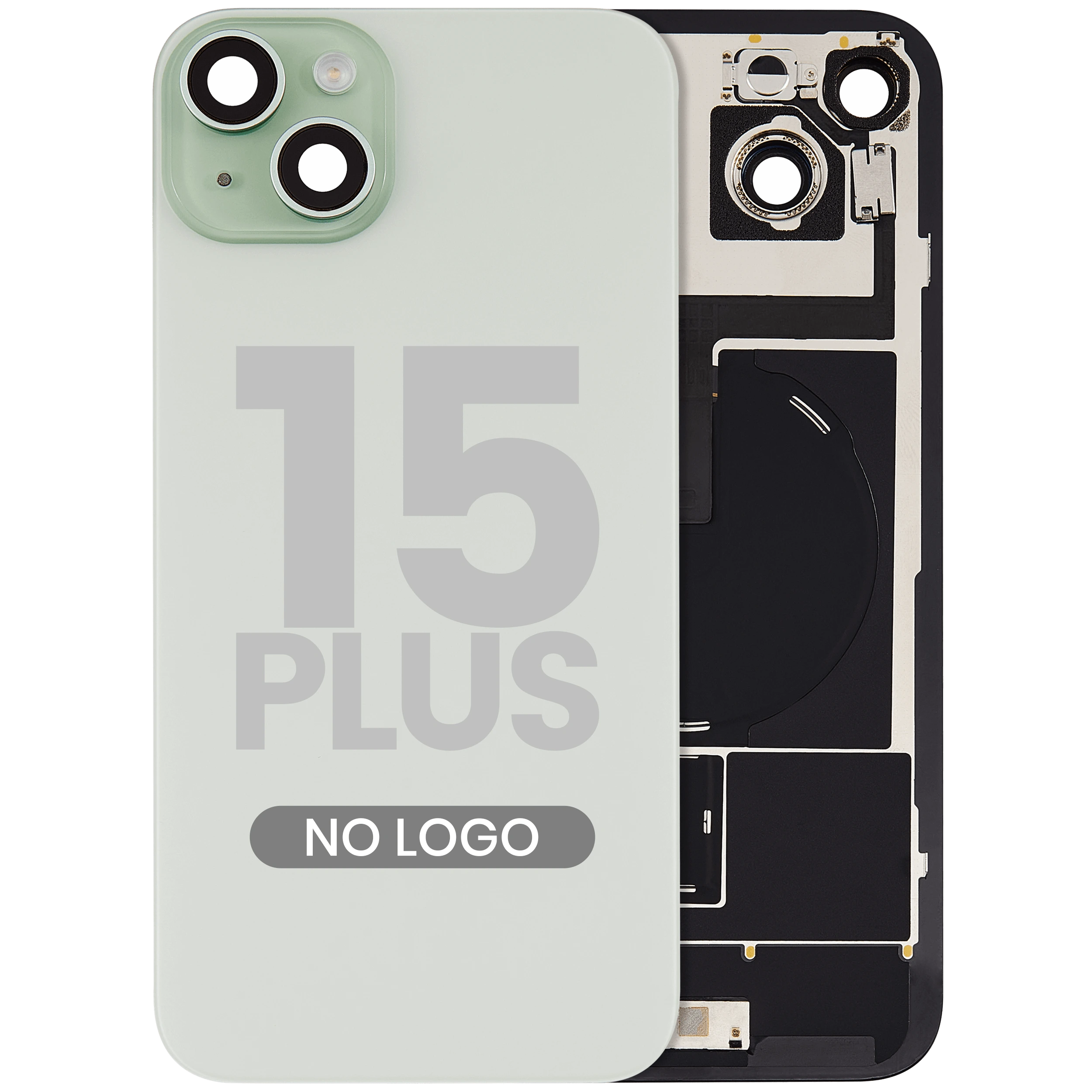 Vetro posteriore con magnete MagSafe, NFC e flat flash per iPhone 15 Plus (Aftermarket) (Verde) (No Logo)