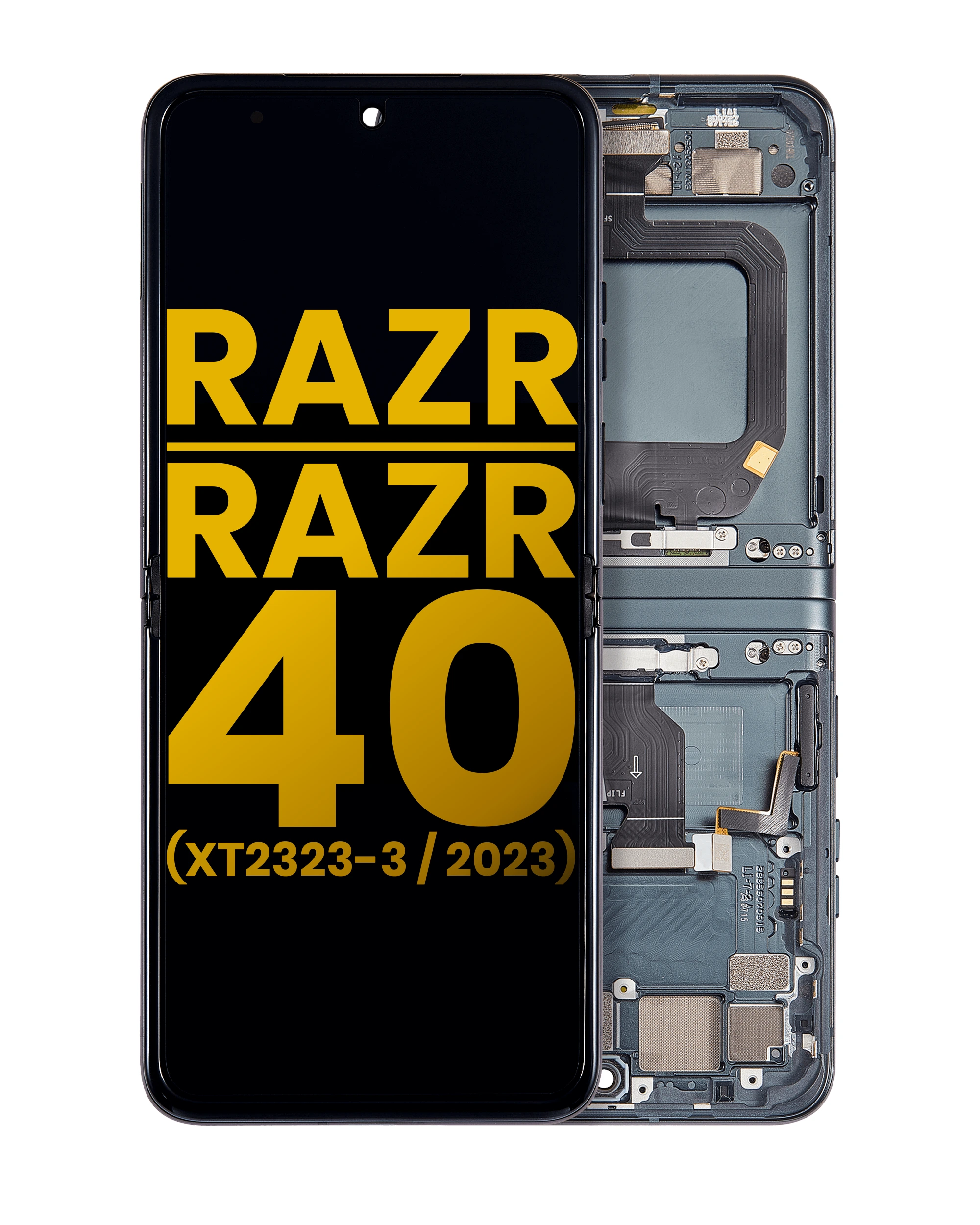 Main Display OLED completo con Frame per Motorola Razr 2023 / Razr 40 (XT2323 / 2023) (Refurbished) (Verde salvia Verde)