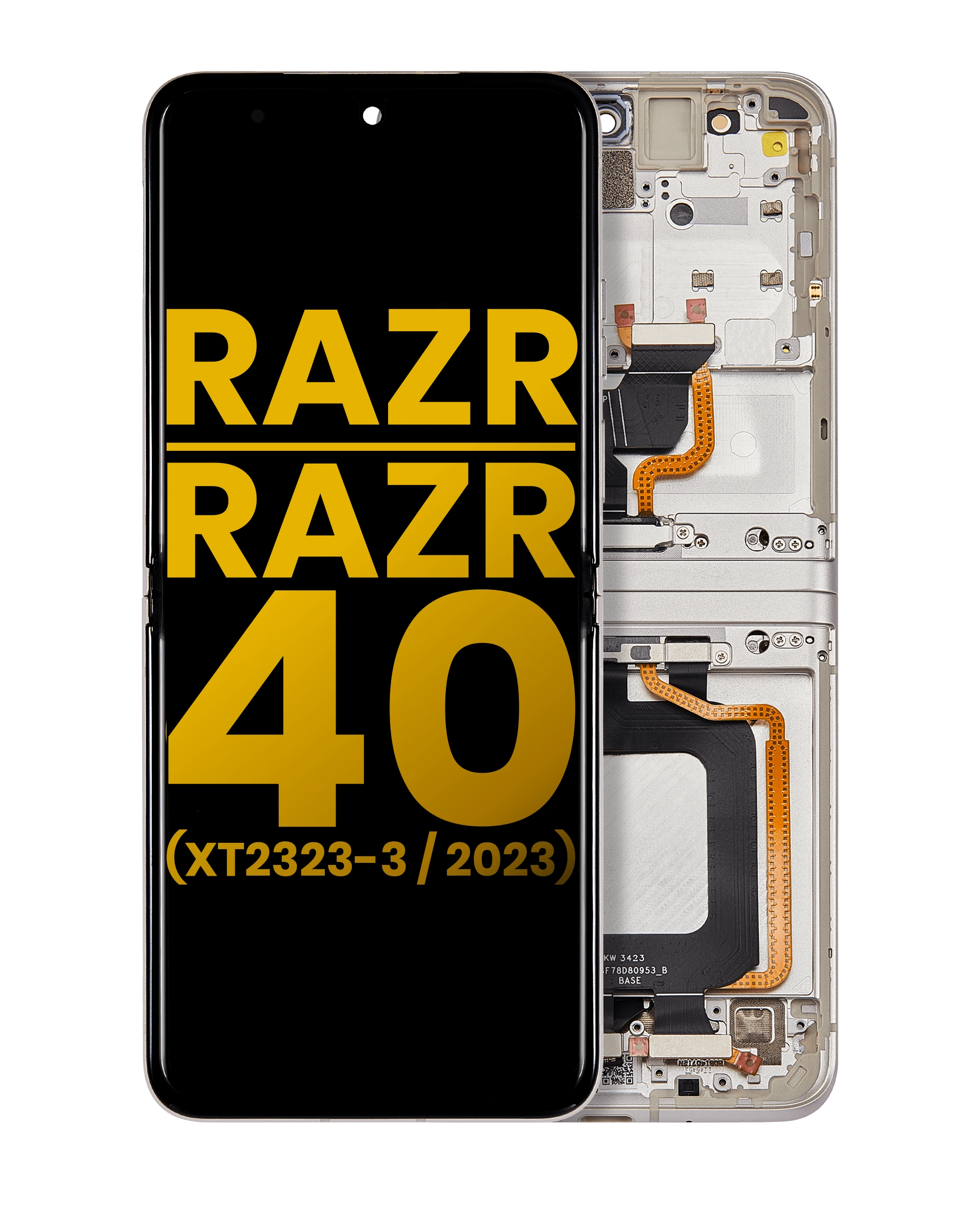 Main Display OLED completo con Frame per Motorola Razr 2023 / Razr 40 (XT2323 / 2023) (Refurbished) (Vanilla Cream)