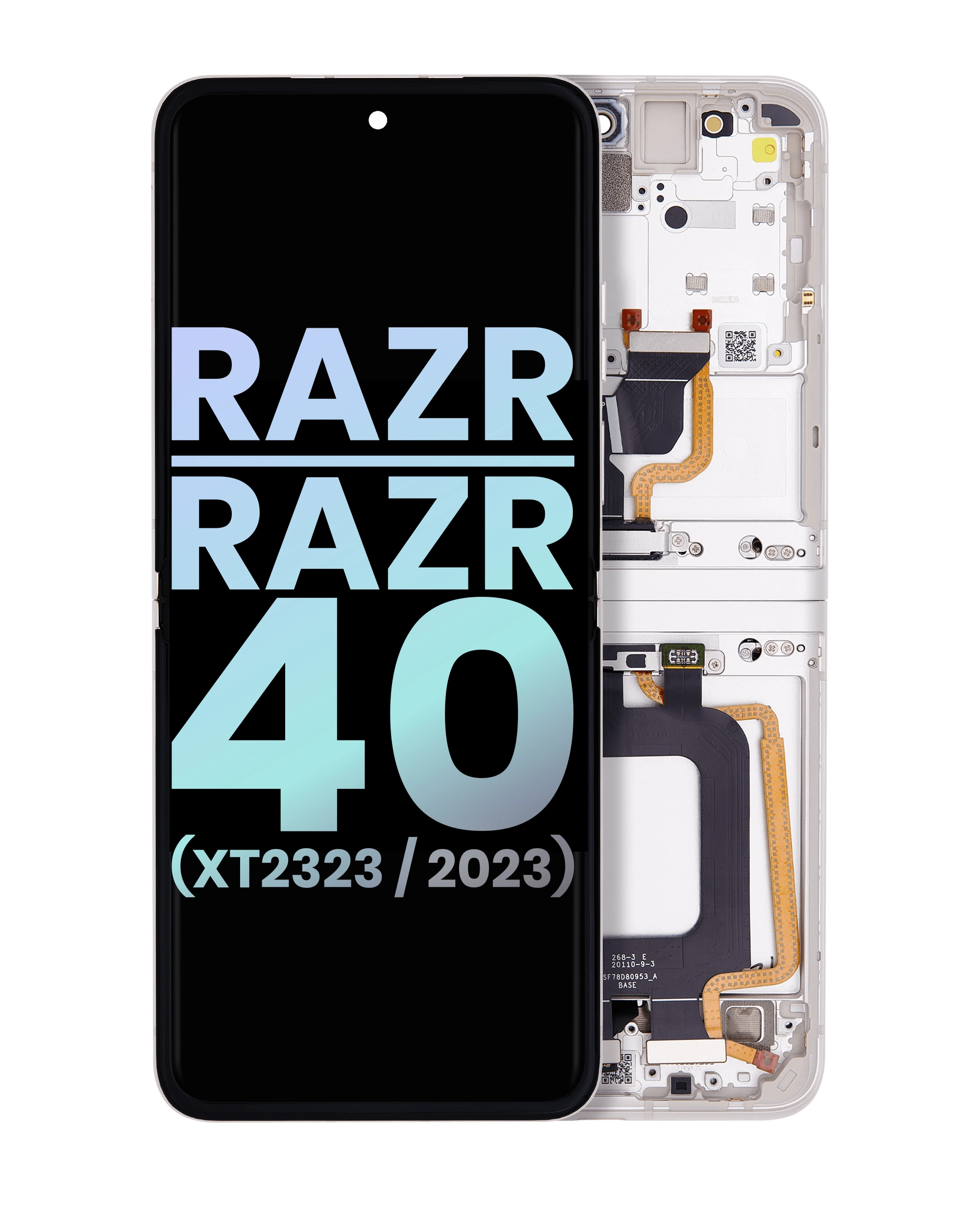 Main Display OLED completo con Frame per Motorola Razr 2023 / Razr 40 (XT2323 / 2023) (Service Pack) (Vanilla Cream)