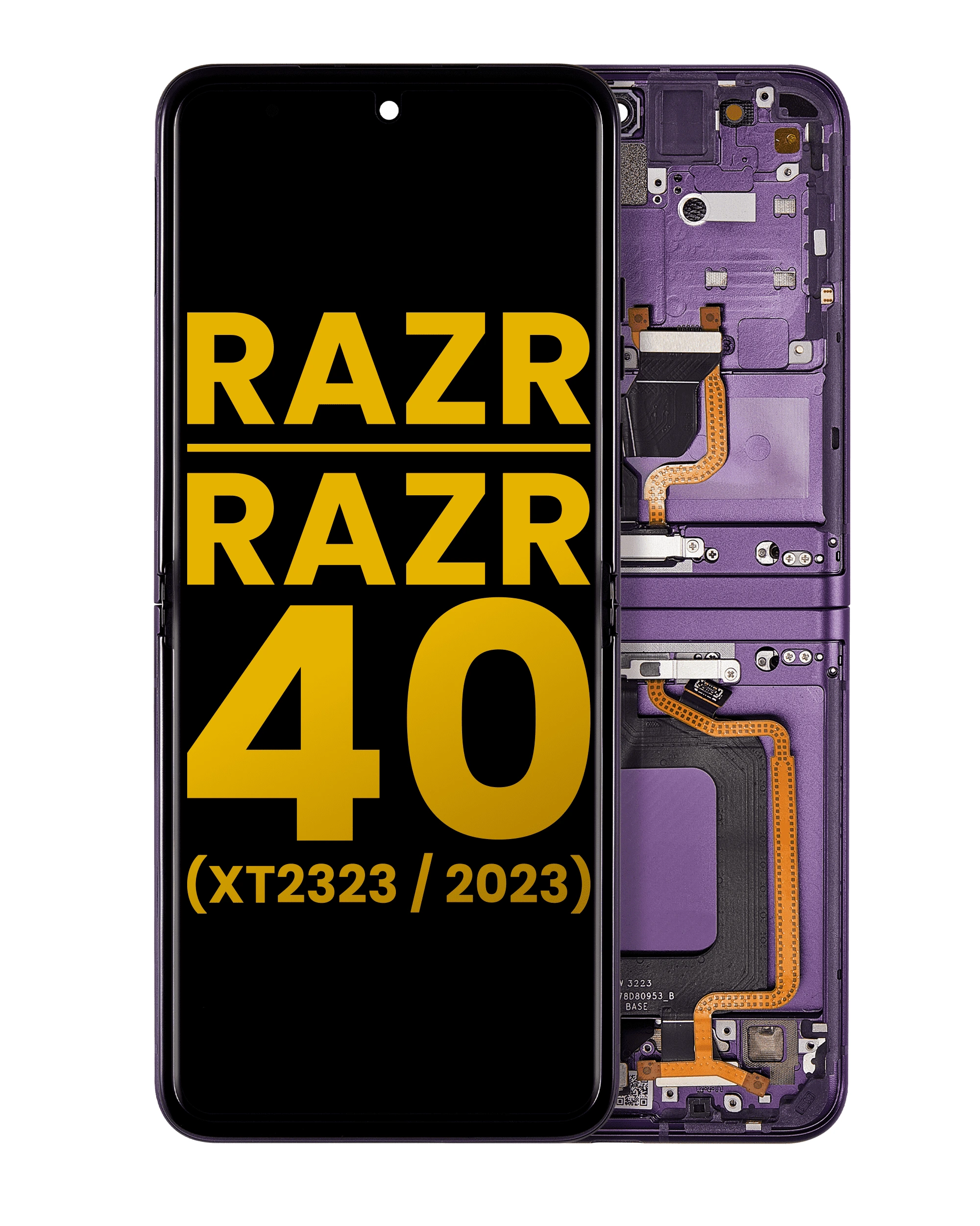 Main Display OLED completo con Frame per Motorola Razr 2023 / Razr 40 (XT2323 / 2023) (Refurbished) (Summer Lilac)