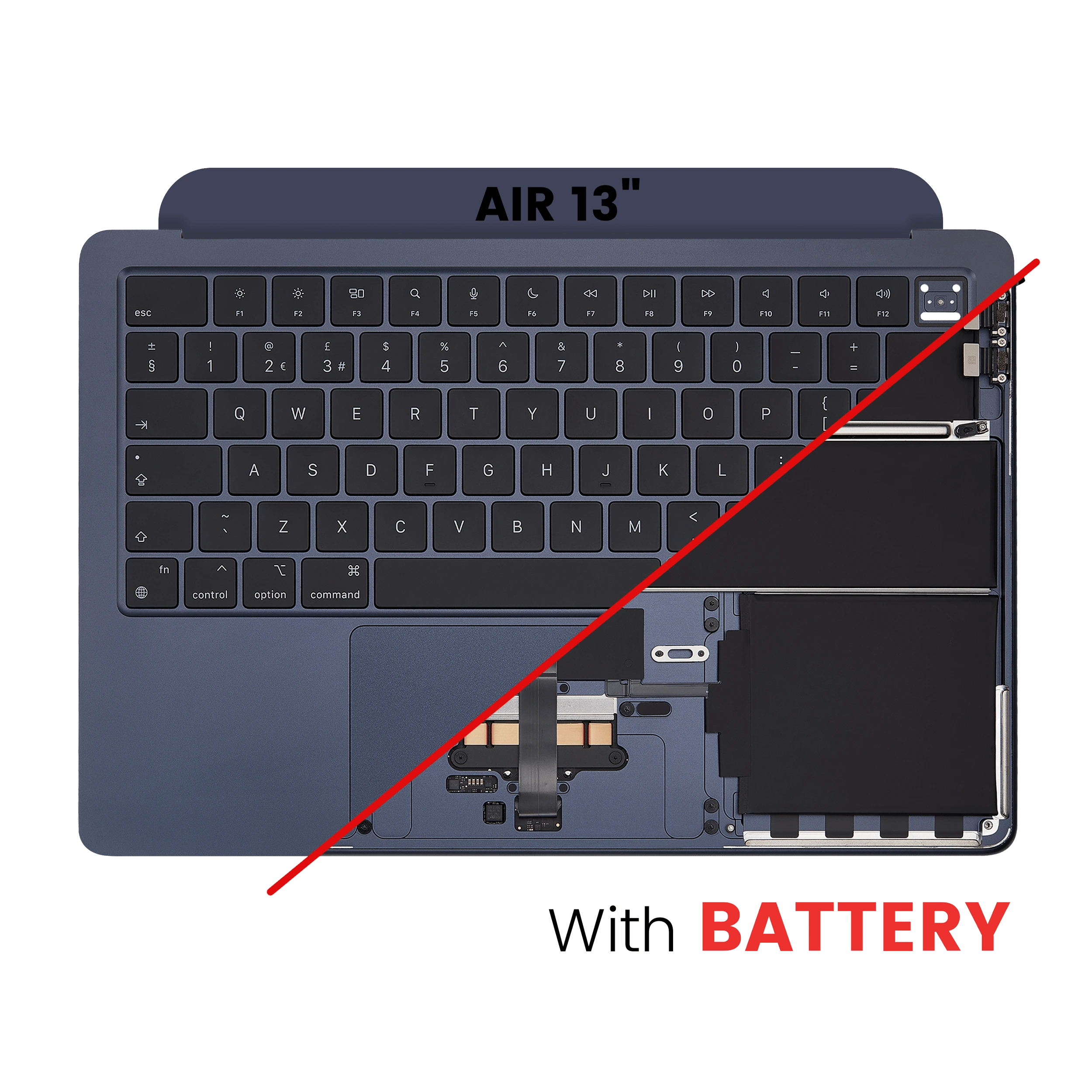 Top Case con Batteria e tastiera (ISO UK) per MacBook Air 13" A2681 (2022) (Mezzanotte)