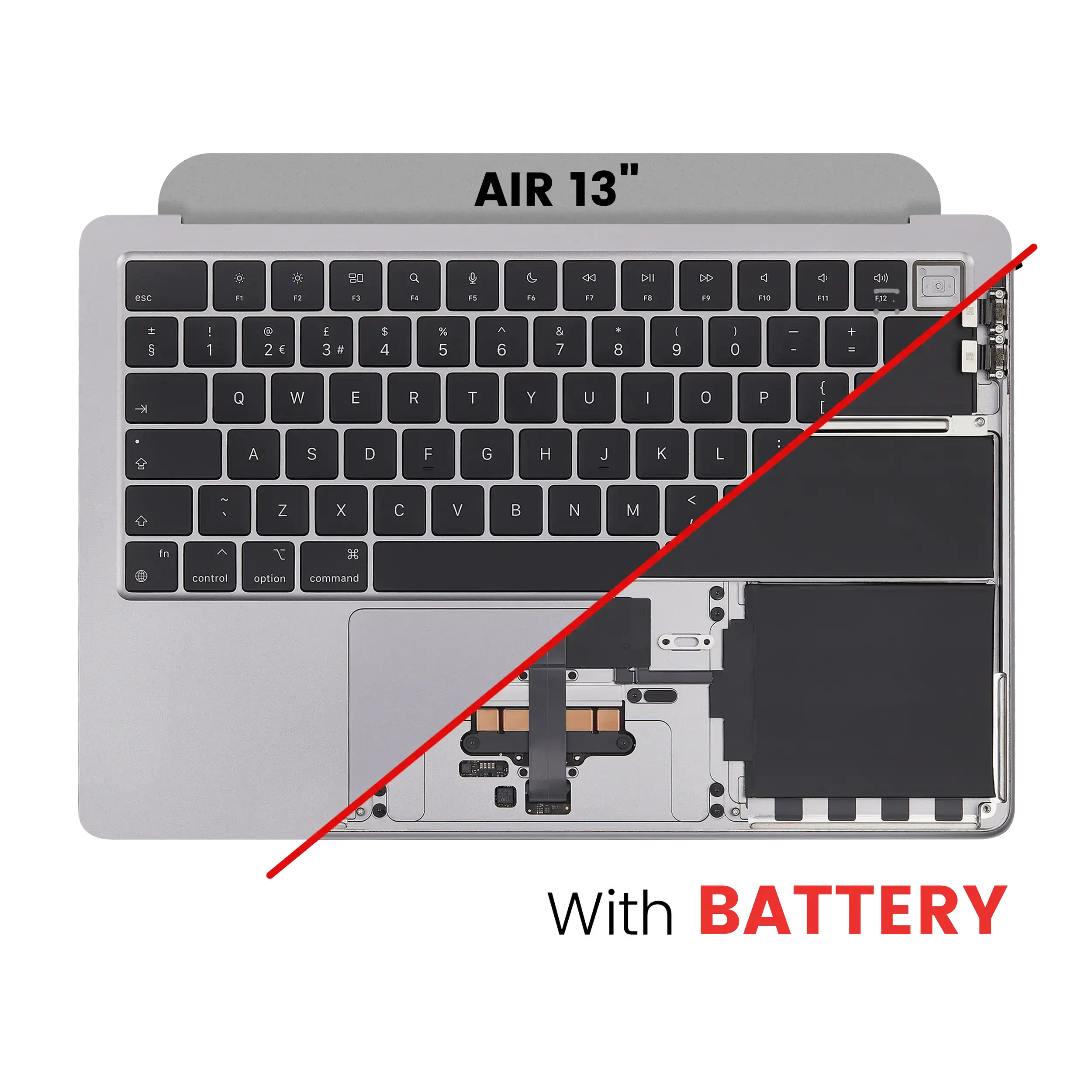 Top Case con Batteria e tastiera (ISO UK) per MacBook Air 13" A2681 (2022) (Grigio siderale)