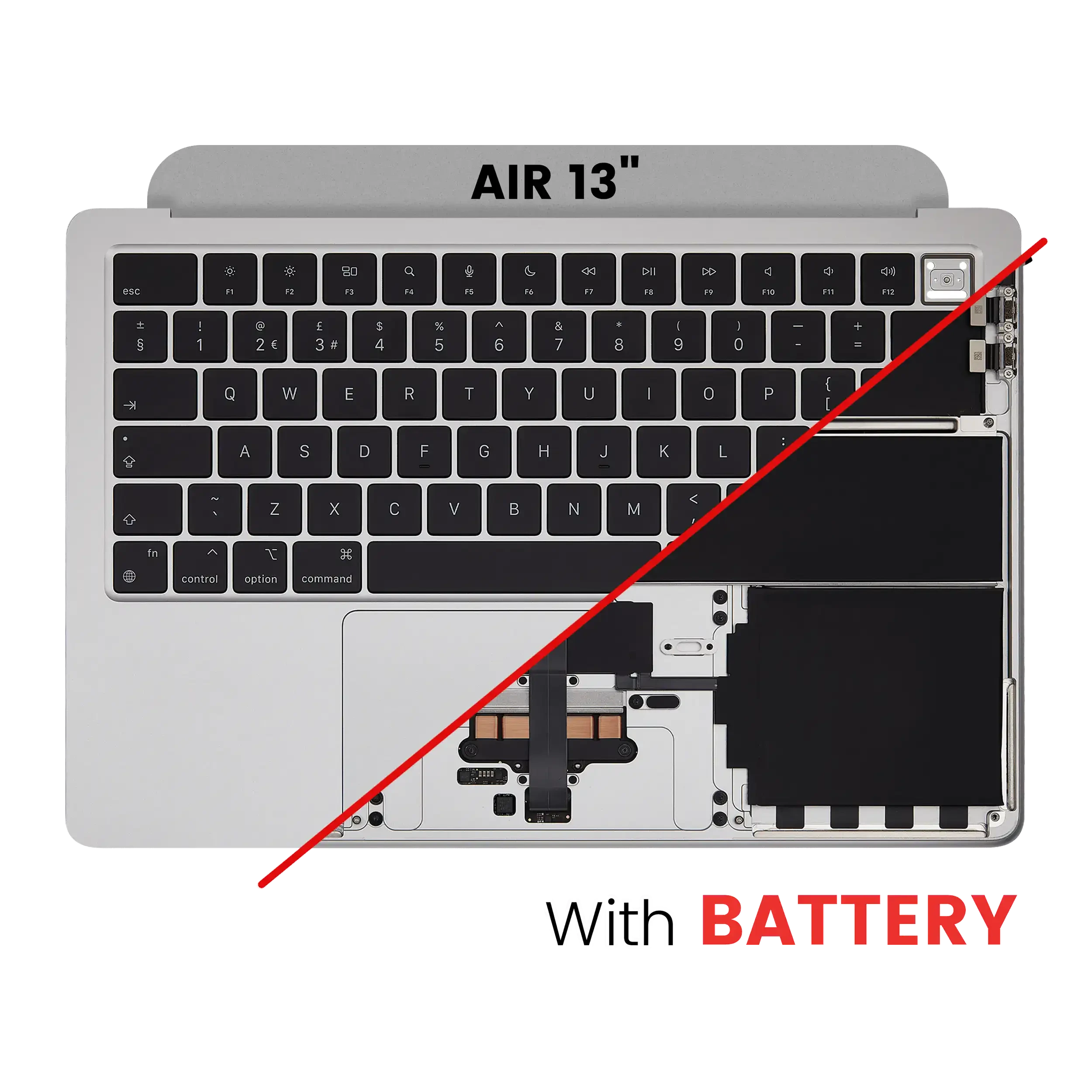 Top Case con Batteria e tastiera (ISO UK) per MacBook Air 13" A2681 (2022) (Argento)