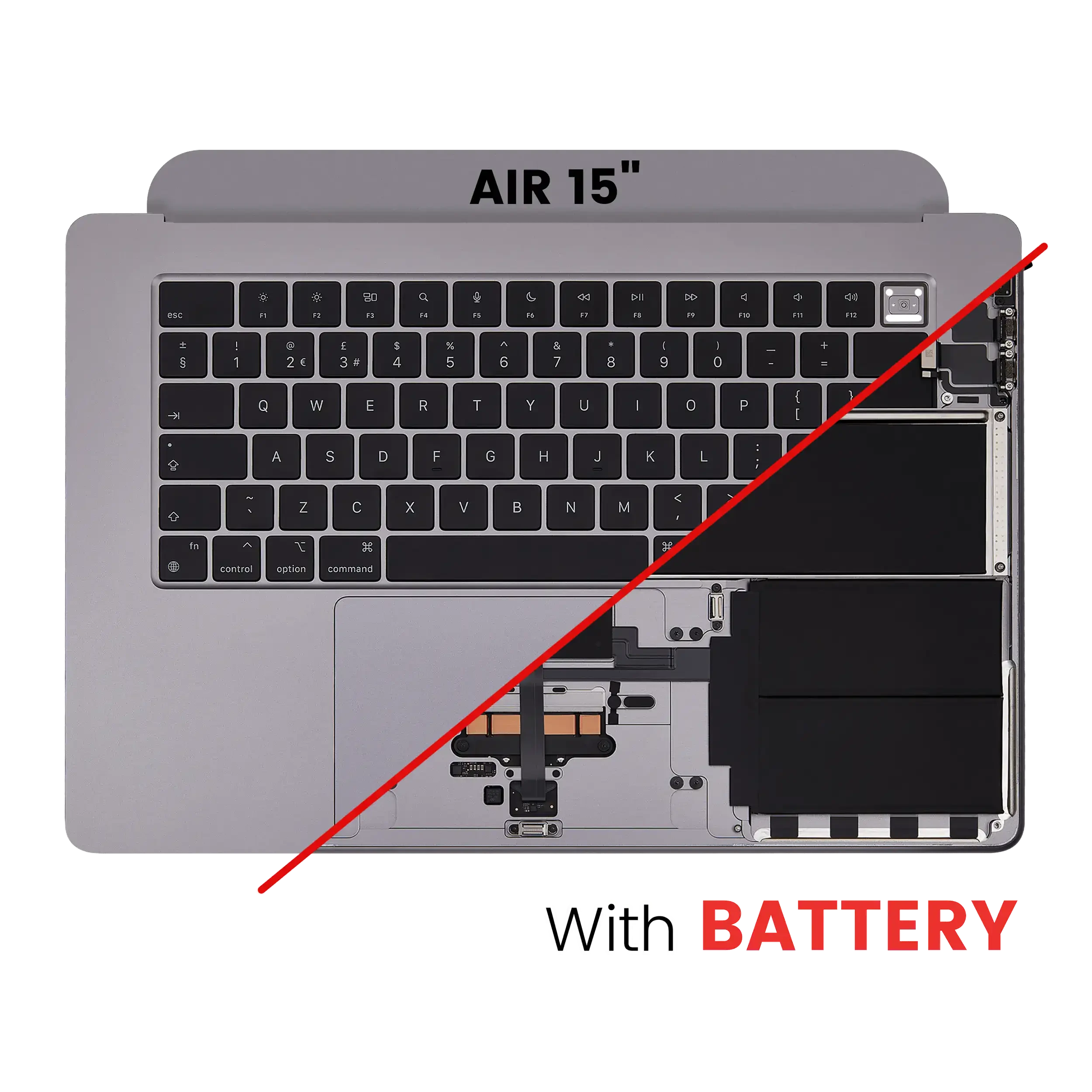 Top Case gruppo con Batteria e tastiera per MacBook Air 15" (A2941 / Mid 2023) (UK tastiera) (Grigio siderale)