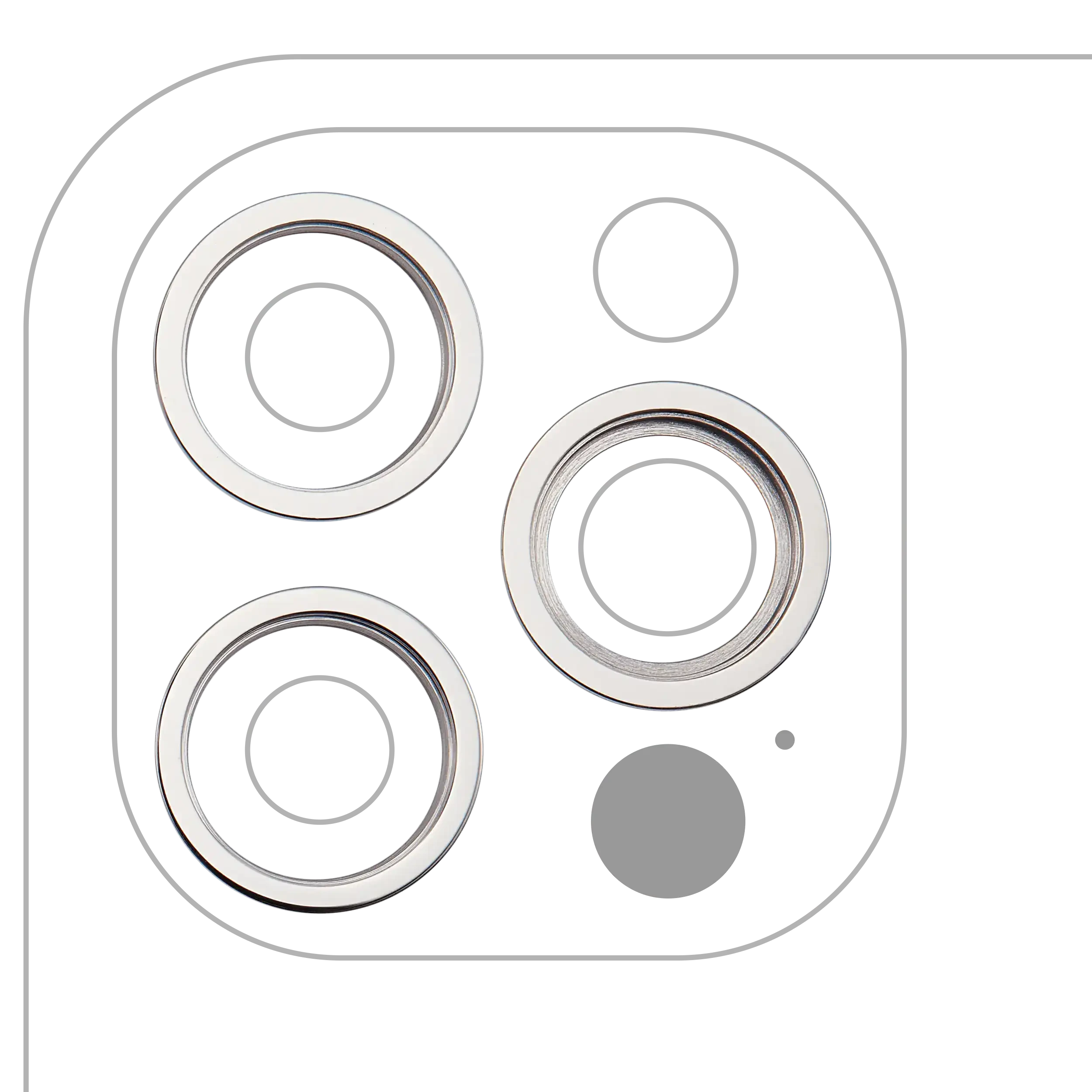 Cornice fotocamera posteriore Ring Only per iPhone 12 Pro (Argento) (3 set pezzi)