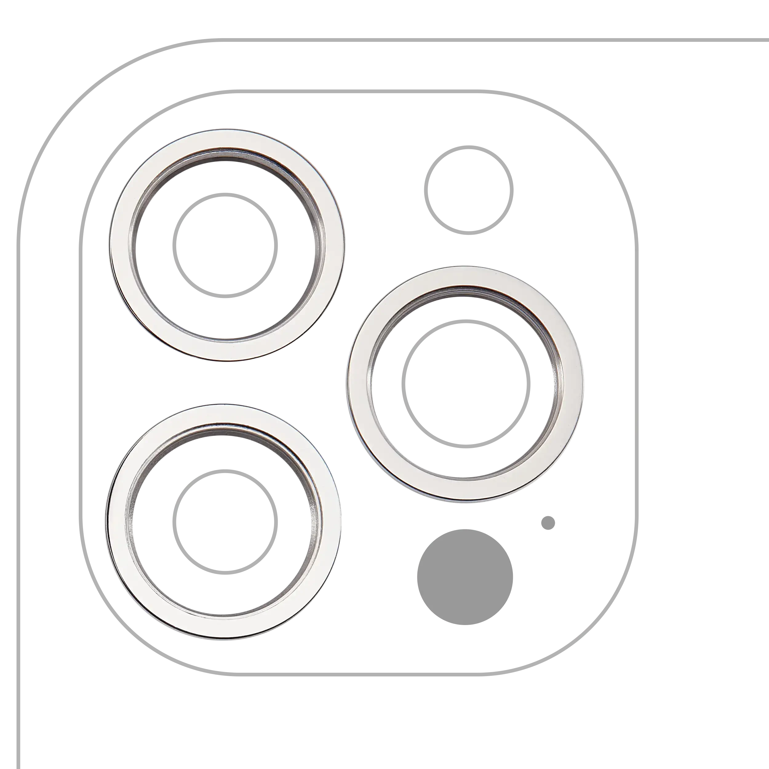 Cornice fotocamera posteriore Ring Only per iPhone 12 Pro Max (Argento) (3 set pezzi)
