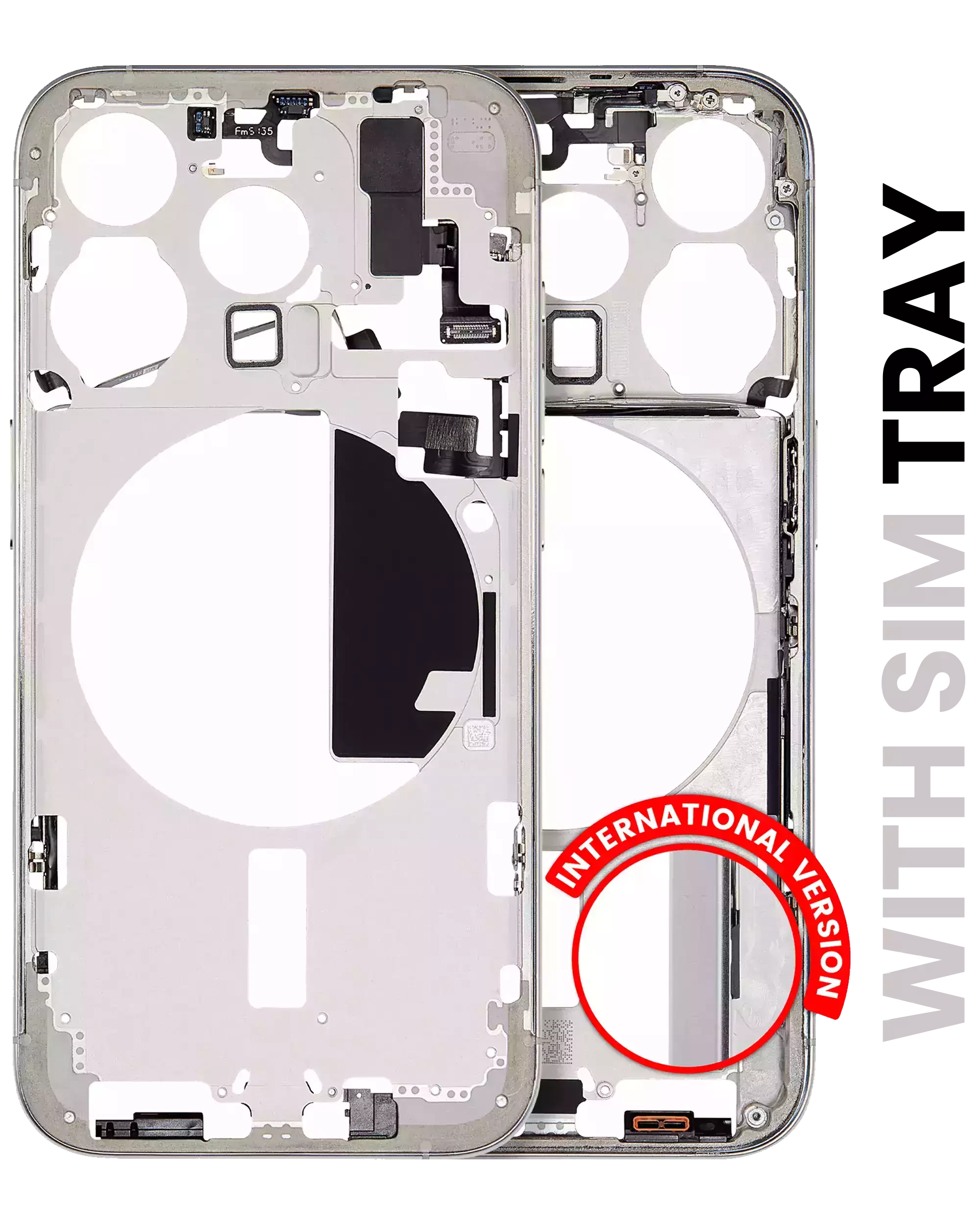 Frame centrale W/ Minuteria per iPhone 15 Pro (EU / Global Version) (Used Service Pack Pull: grado A) (Titanio bianco)