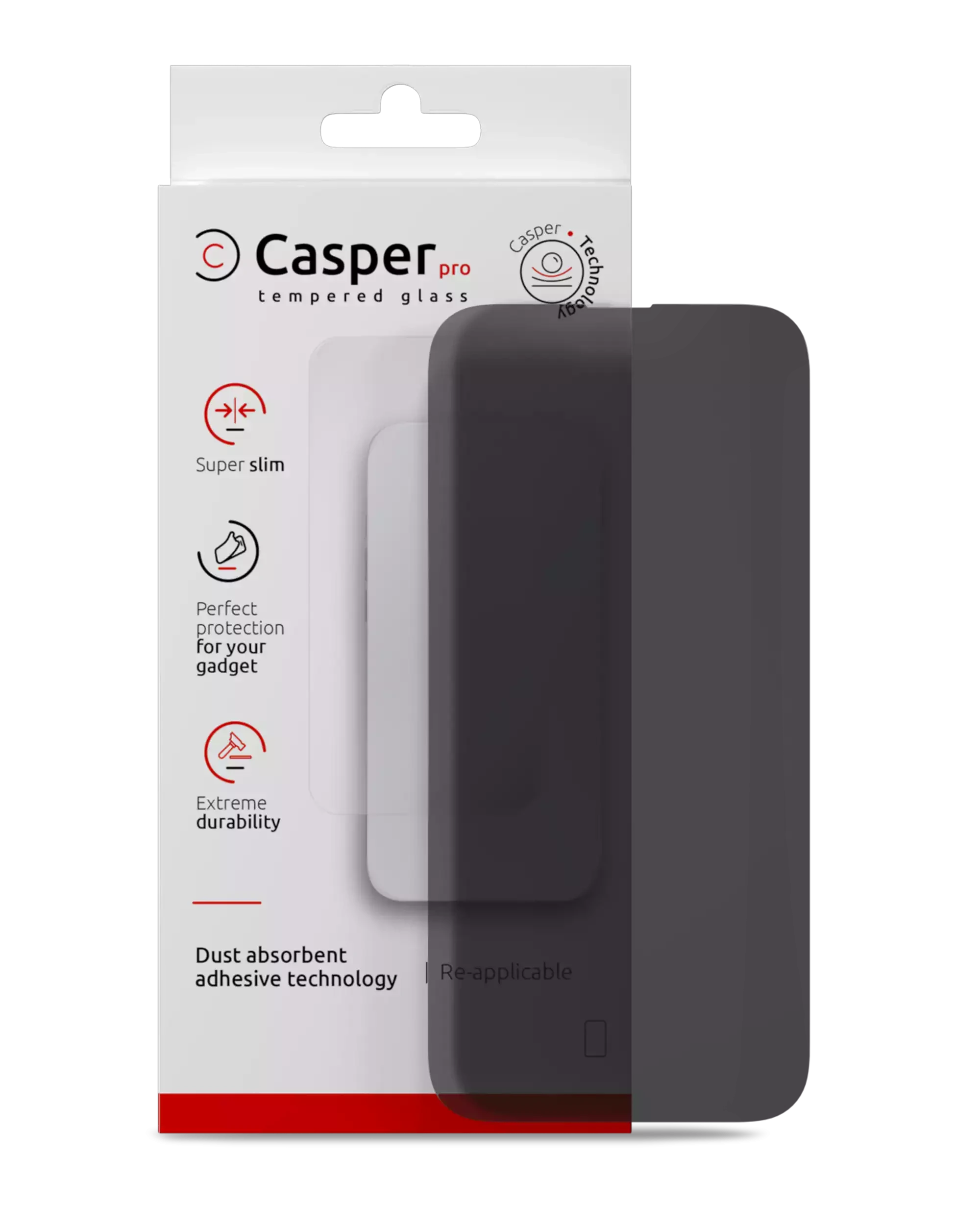 Casper Pro Vetro temperato per iPhone 16 Pro / 17 / 17 Pro (confezione retail) (Privacy)
