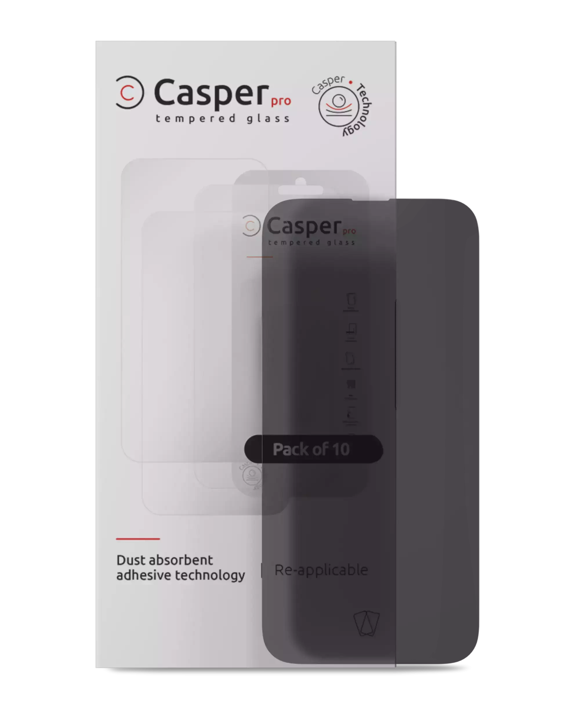 Casper Pro Vetro temperato per iPhone 16 Pro / 17 / 17 Pro (10 pezzi) (Privacy)