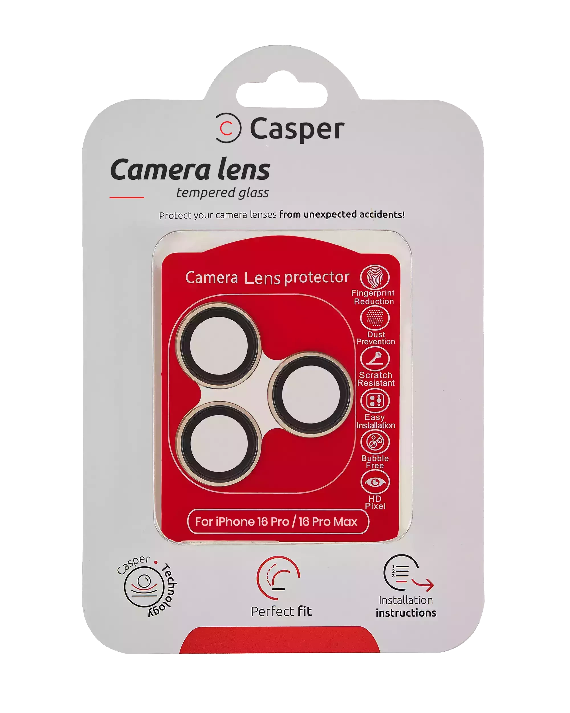 Vetro fotocamera Protector per iPhone 16 Pro / 16 Pro Max (Titanio sabbia) (Trasparente)