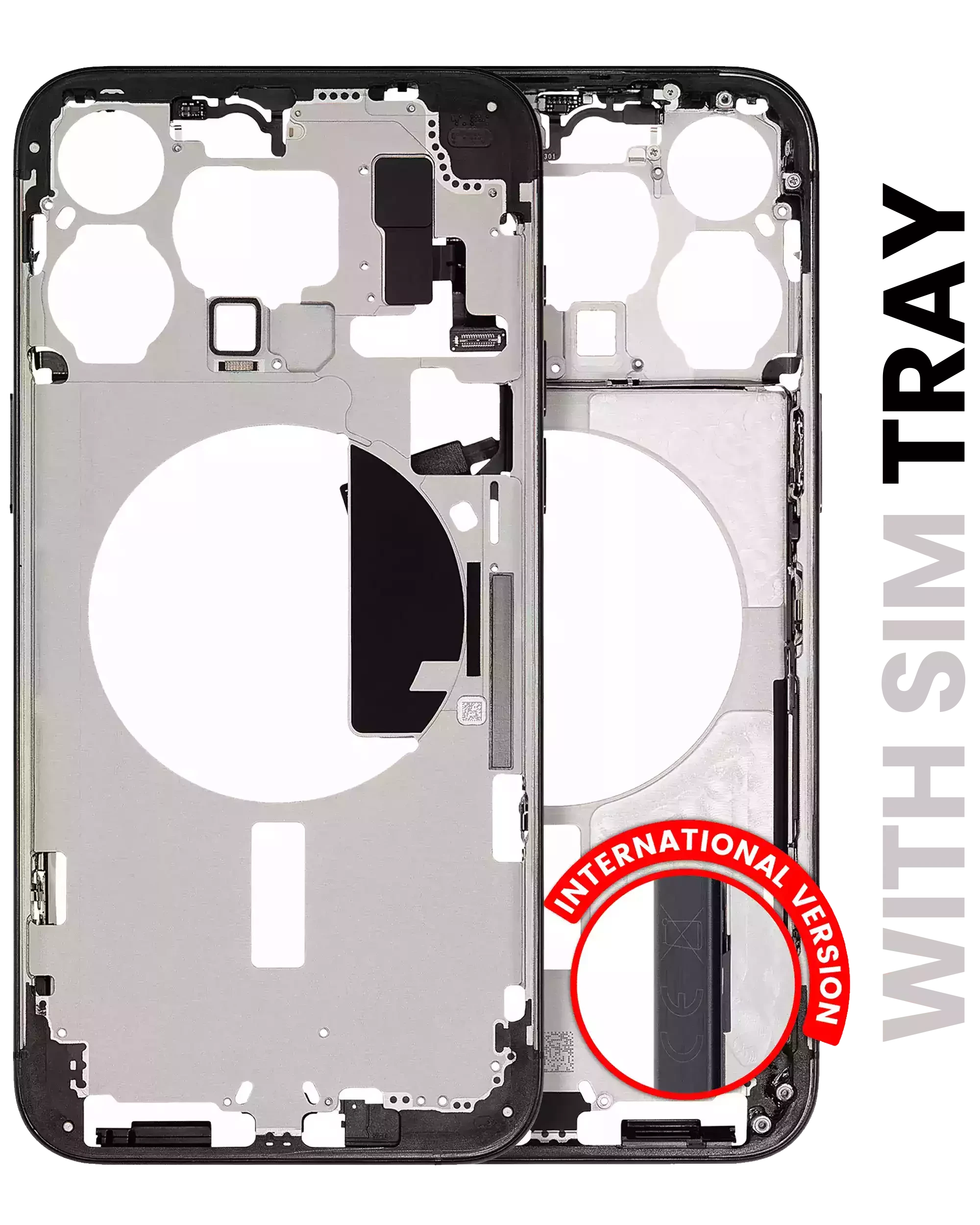 Frame centrale W/ Minuteria per iPhone 15 Pro Max (EU / Global Version) (Used Service Pack Pull: grado A) (Titanio nero)
