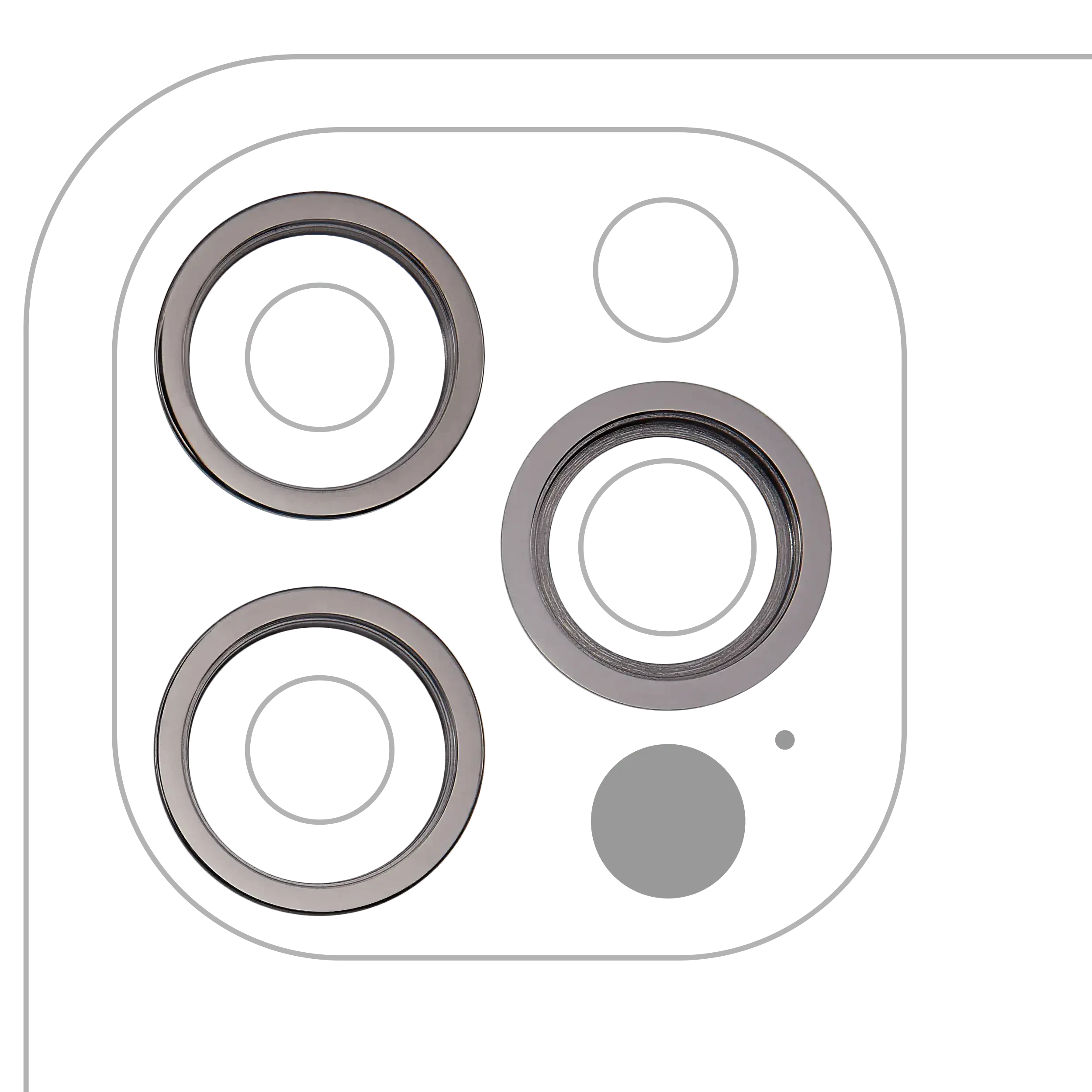 Cornice fotocamera posteriore Ring Only per iPhone 12 Pro (Grafite) (3 set pezzi)