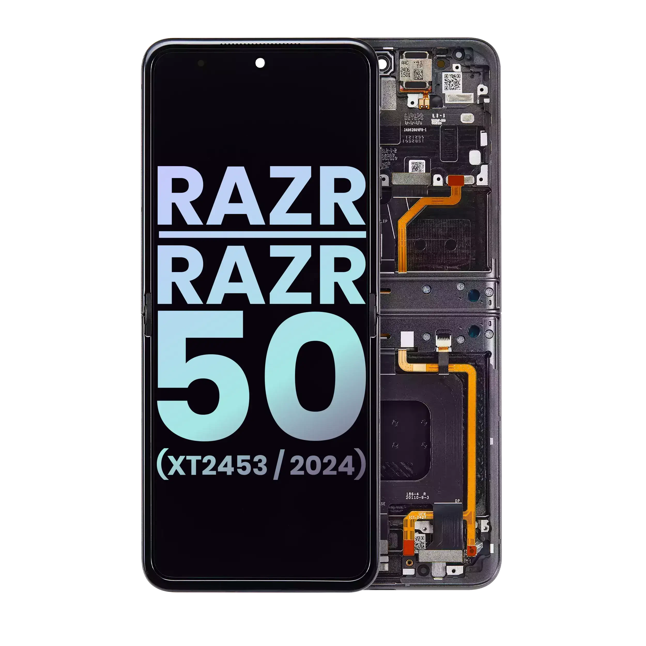 Main Display OLED completo per Motorola Razr / Razr 50 (XT2453 / 2024) (Service Pack) (Koala Grigio)