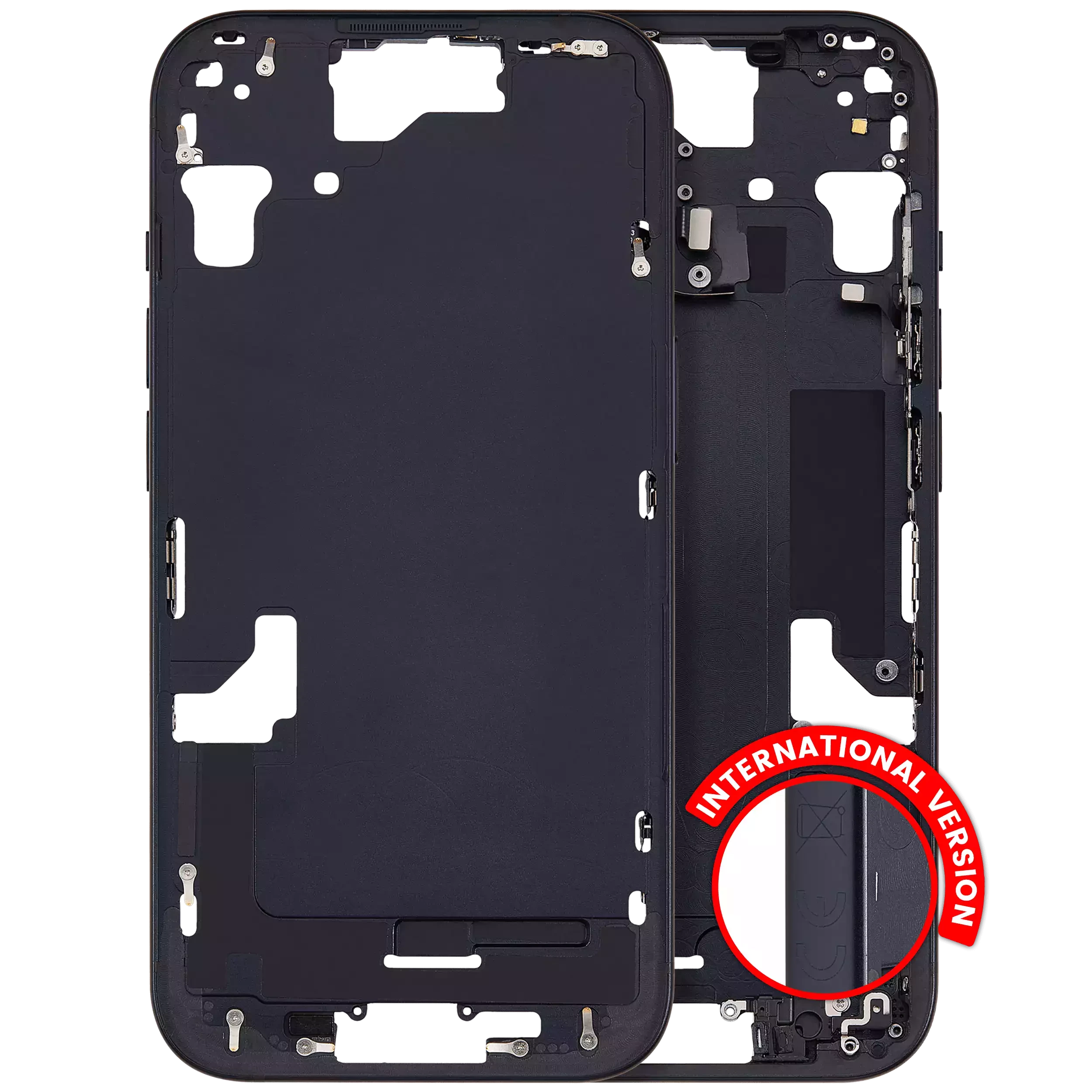 Frame centrale W/ Minuteria per iPhone 15 (EU / Global Version) (Aftermarket Plus) (Nero)