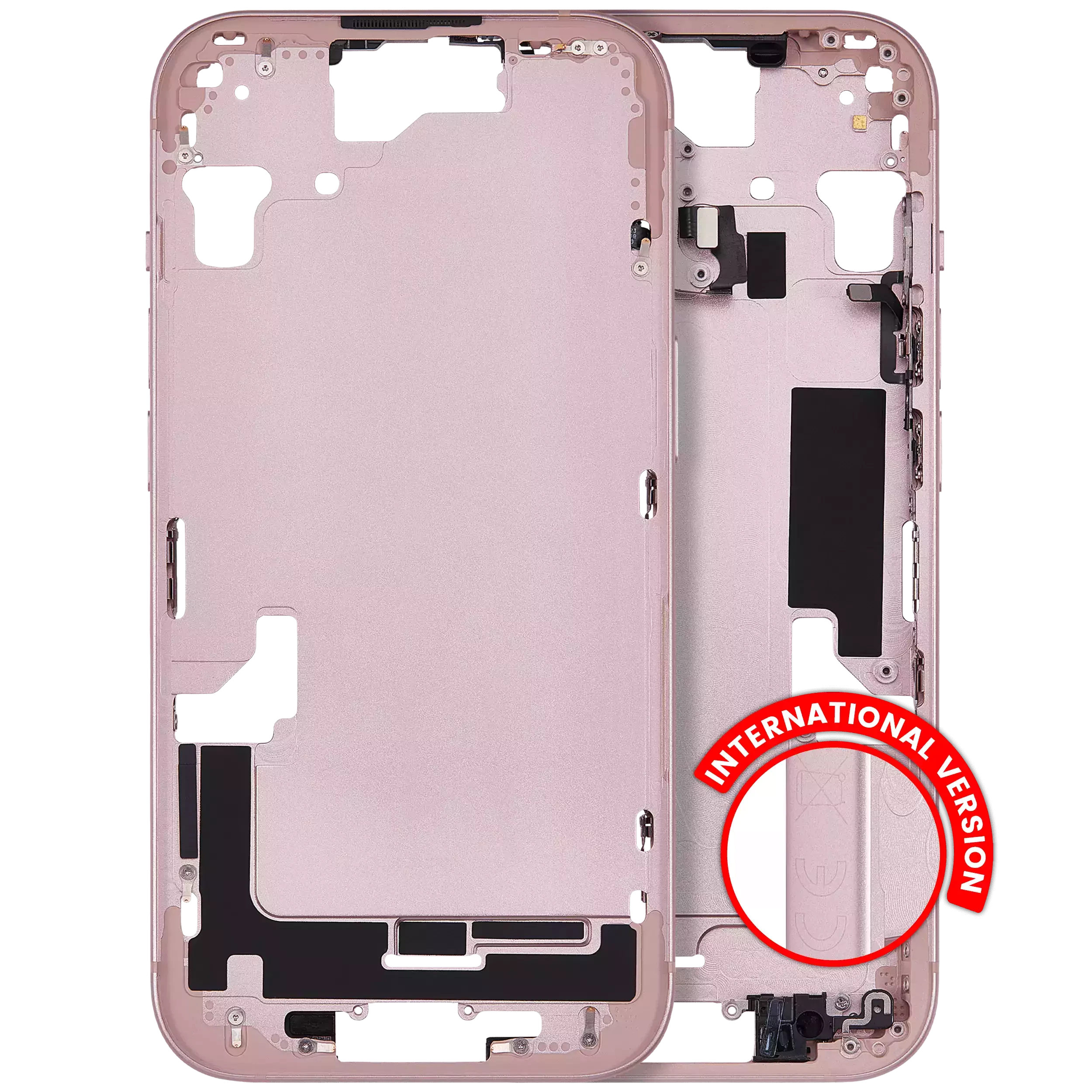 Frame centrale W/ Minuteria per iPhone 15 (EU / Global Version) (Aftermarket Plus) (Rosa)