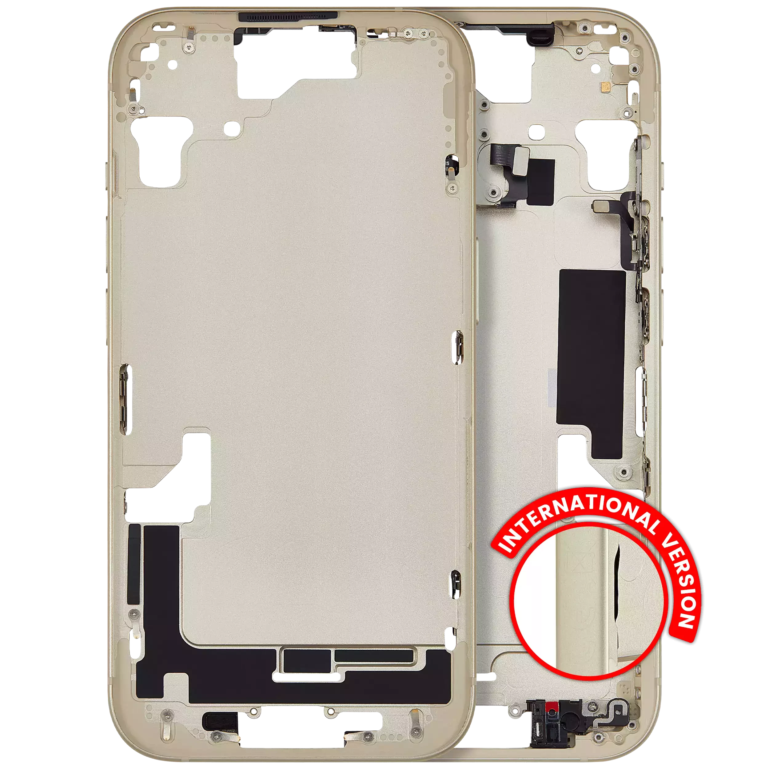 Frame centrale W/ Minuteria per iPhone 15 (EU / Global Version) (Aftermarket Plus) (Giallo)