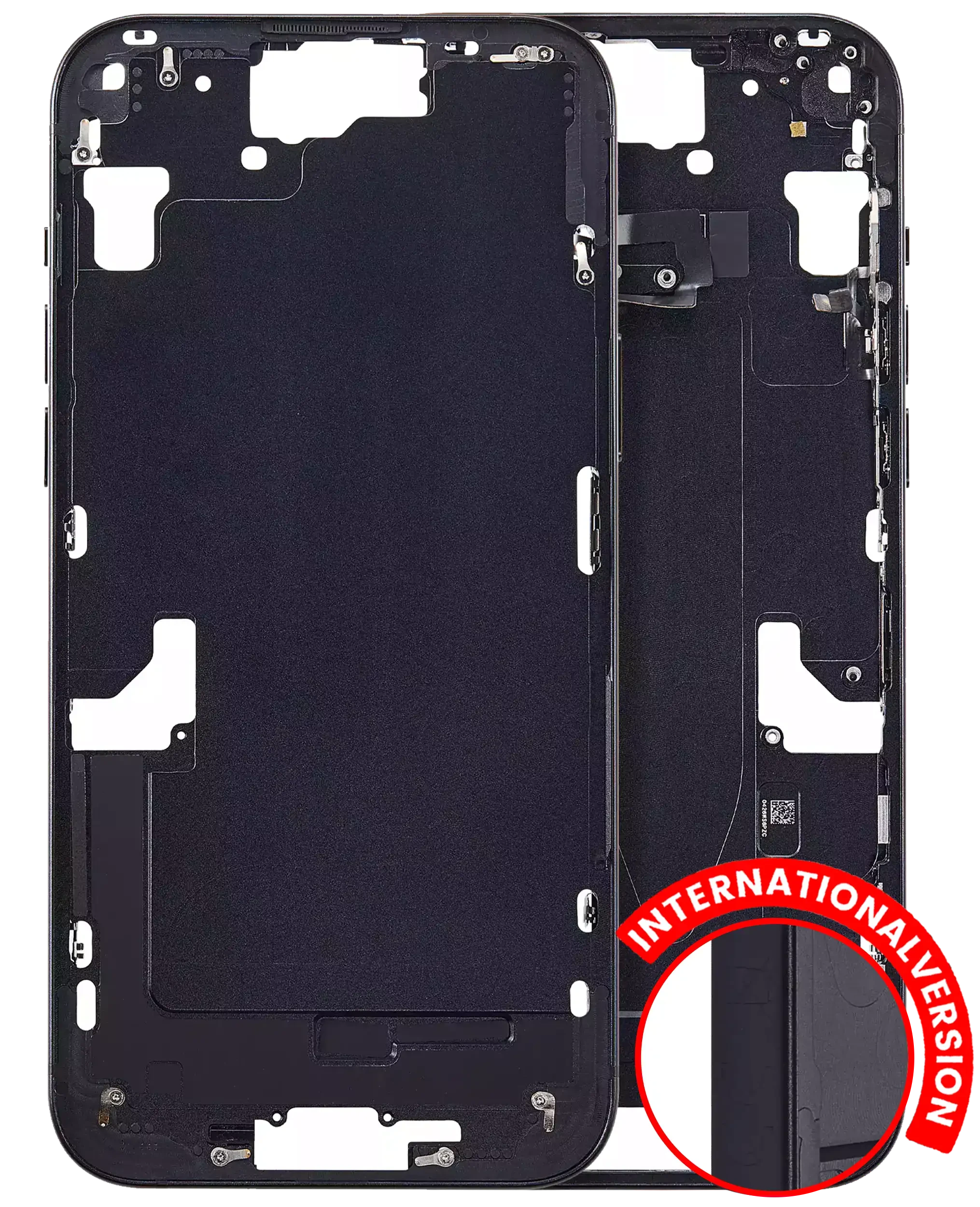 Frame centrale W/ Minuteria per iPhone 15 Plus (EU / Global Version) (Aftermarket Plus) (Nero)