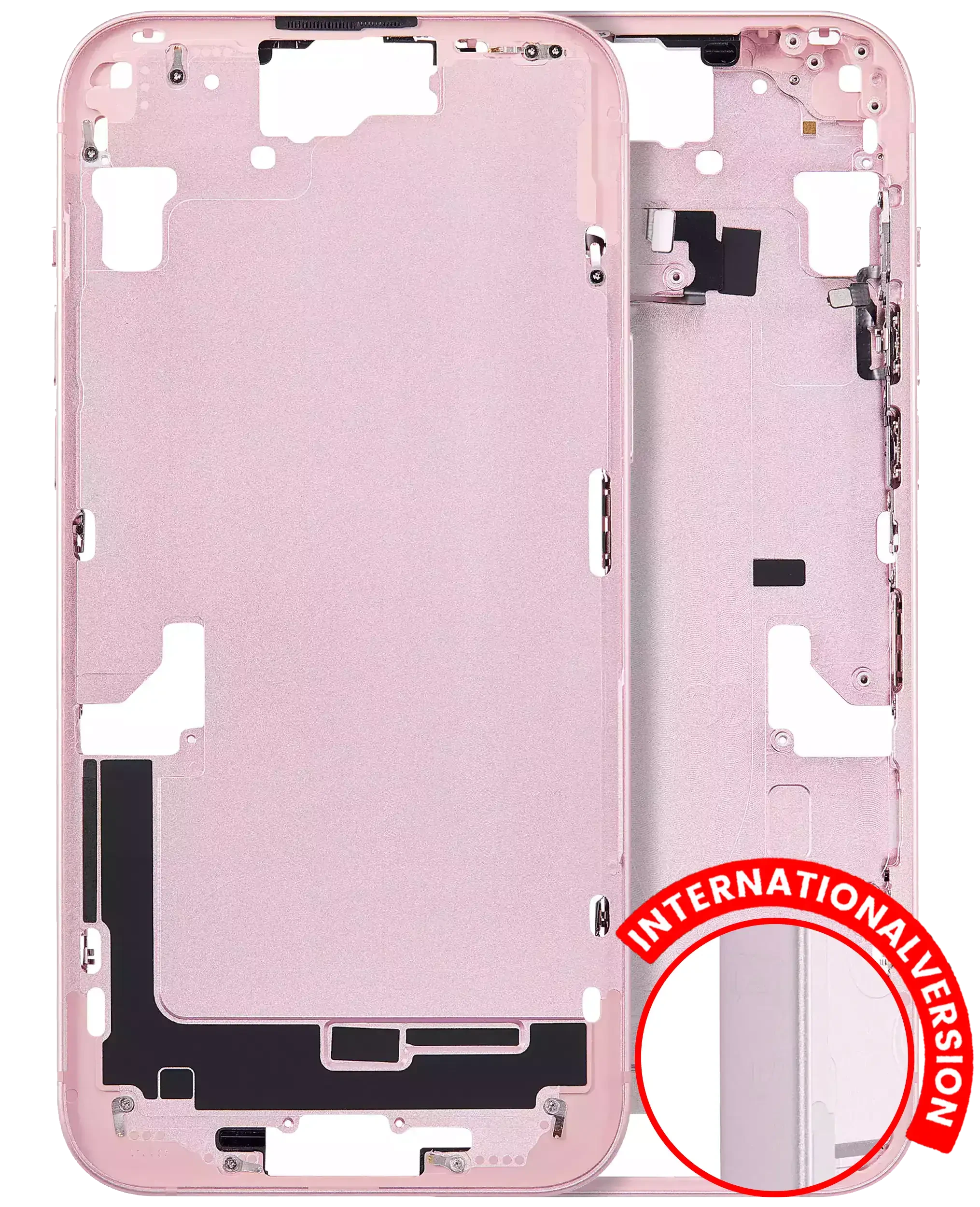 Frame centrale W/ Minuteria per iPhone 15 Plus (EU / Global Version) (Aftermarket Plus) (Rosa)