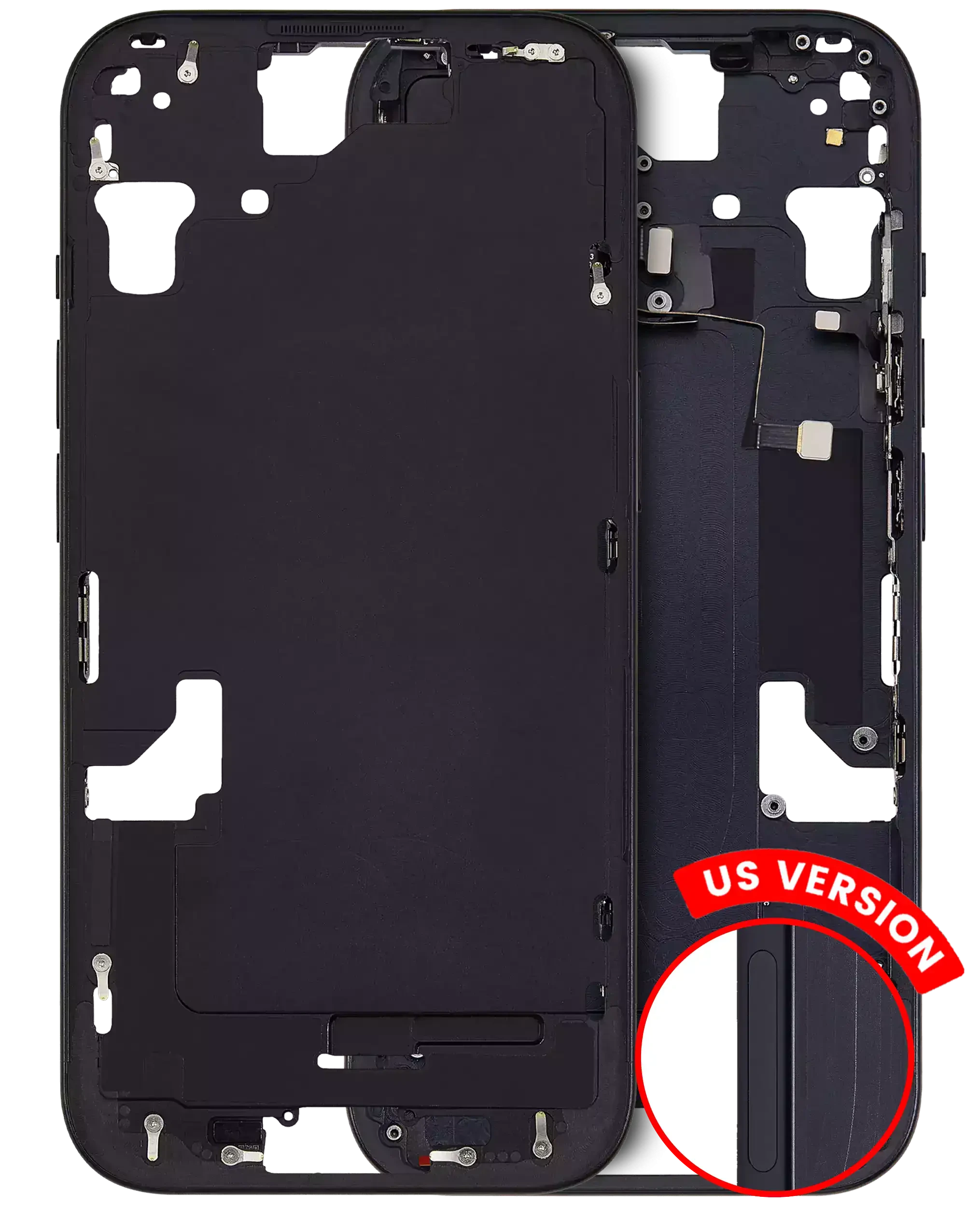 Frame centrale W/ Minuteria per iPhone 15 (US Version) (Aftermarket Plus) (Nero)