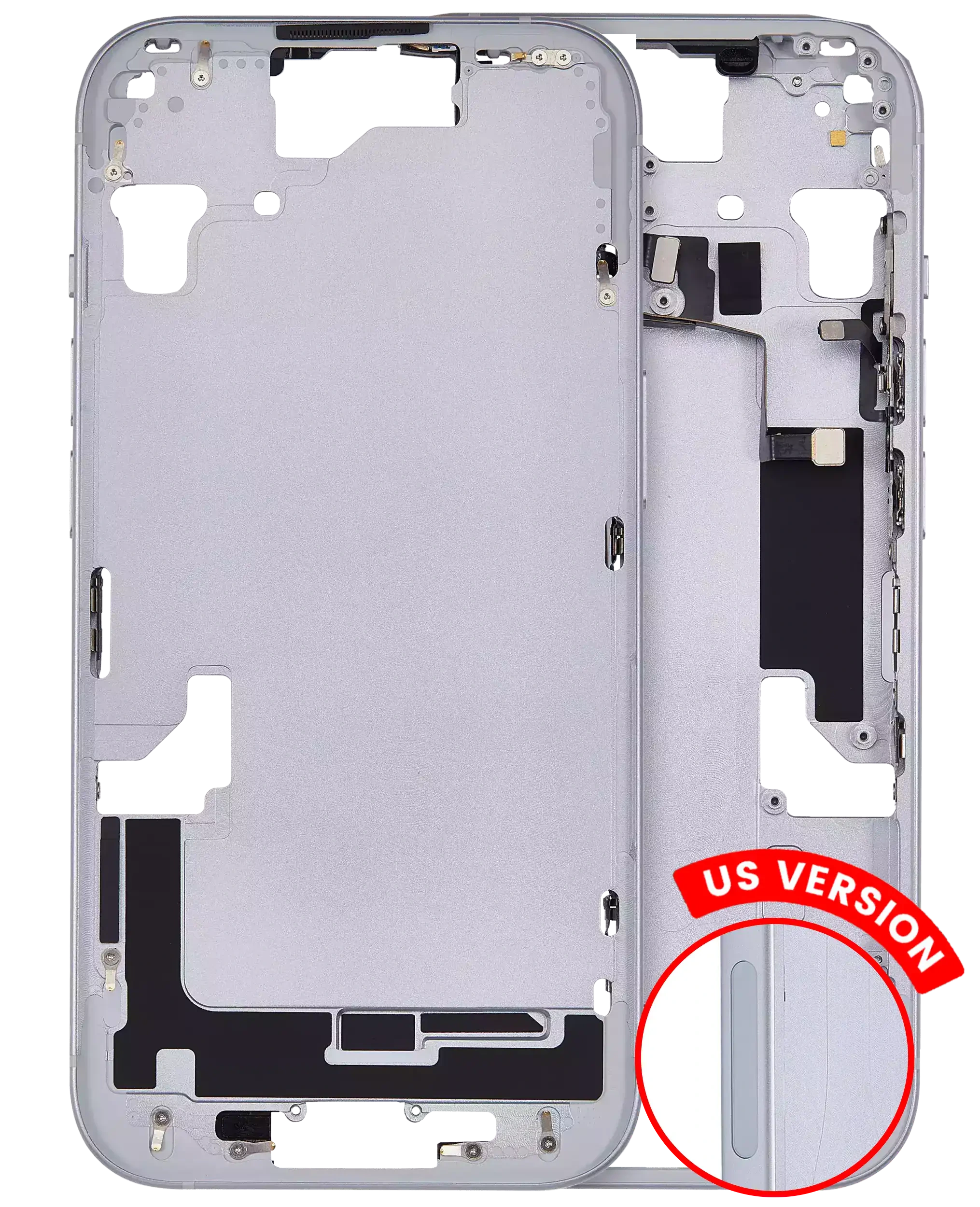 Frame centrale W/ Minuteria per iPhone 15 (US Version) (Aftermarket Plus) (Blu)