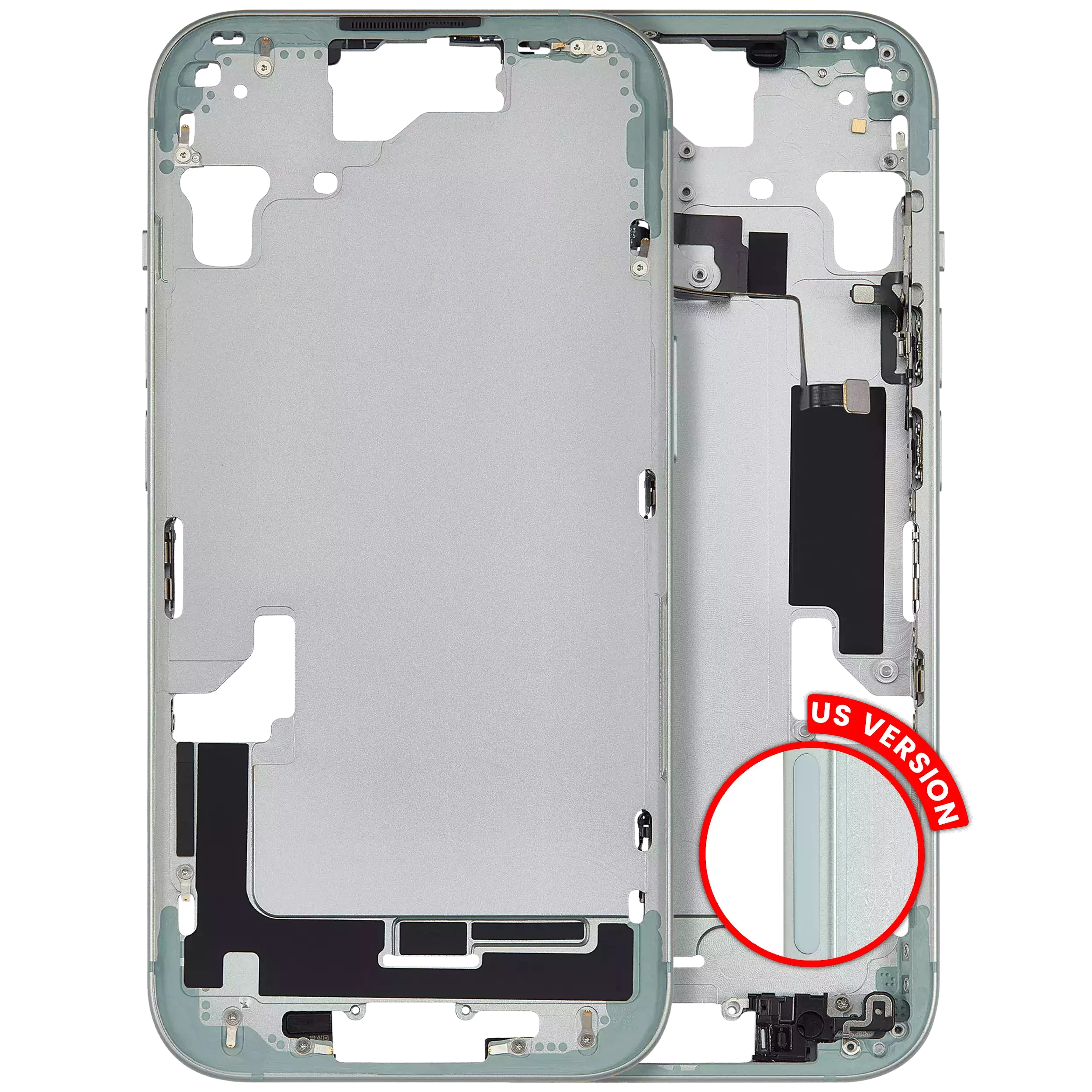Frame centrale W/ Minuteria per iPhone 15 (US Version) (Aftermarket Plus) (Verde)