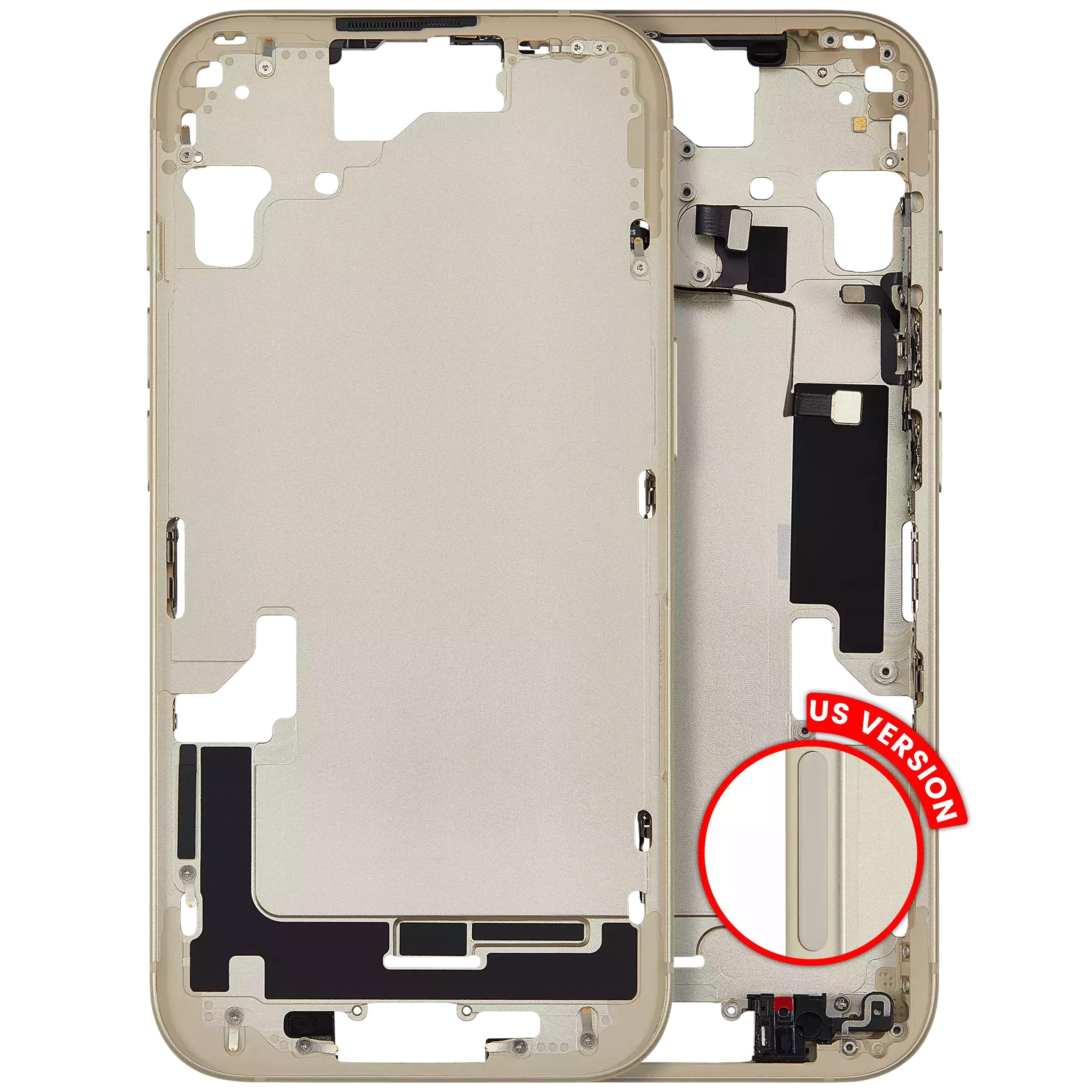 Frame centrale W/ Minuteria per iPhone 15 (US Version) (Aftermarket Plus) (Giallo)
