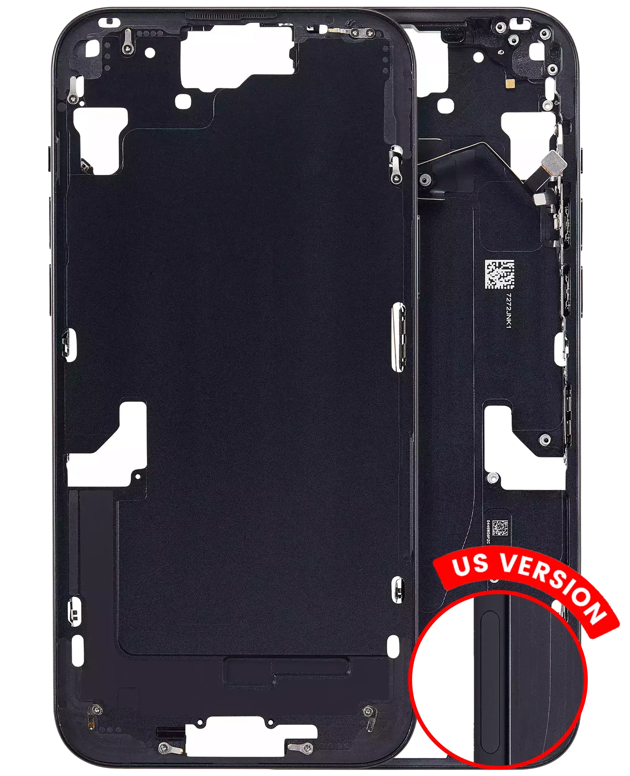 Frame centrale W/ Minuteria per iPhone 15 Plus (US Version) (Aftermarket Plus) (Nero)