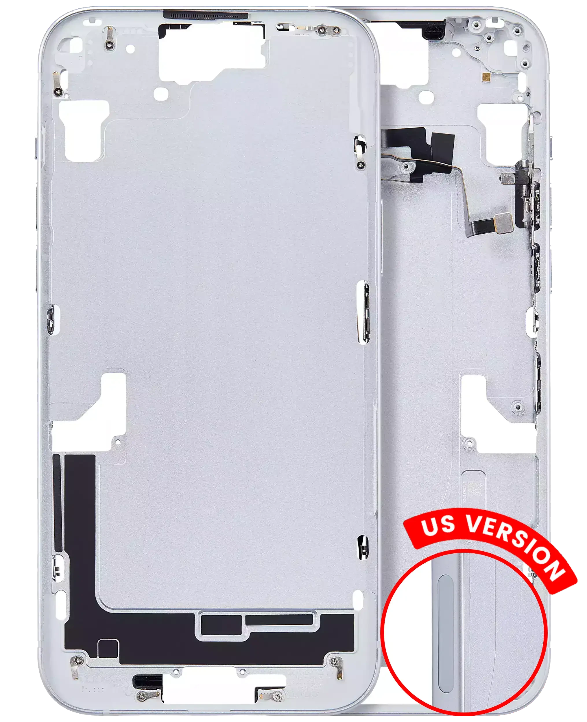 Frame centrale W/ Minuteria per iPhone 15 Plus (US Version) (Aftermarket Plus) (Blu)