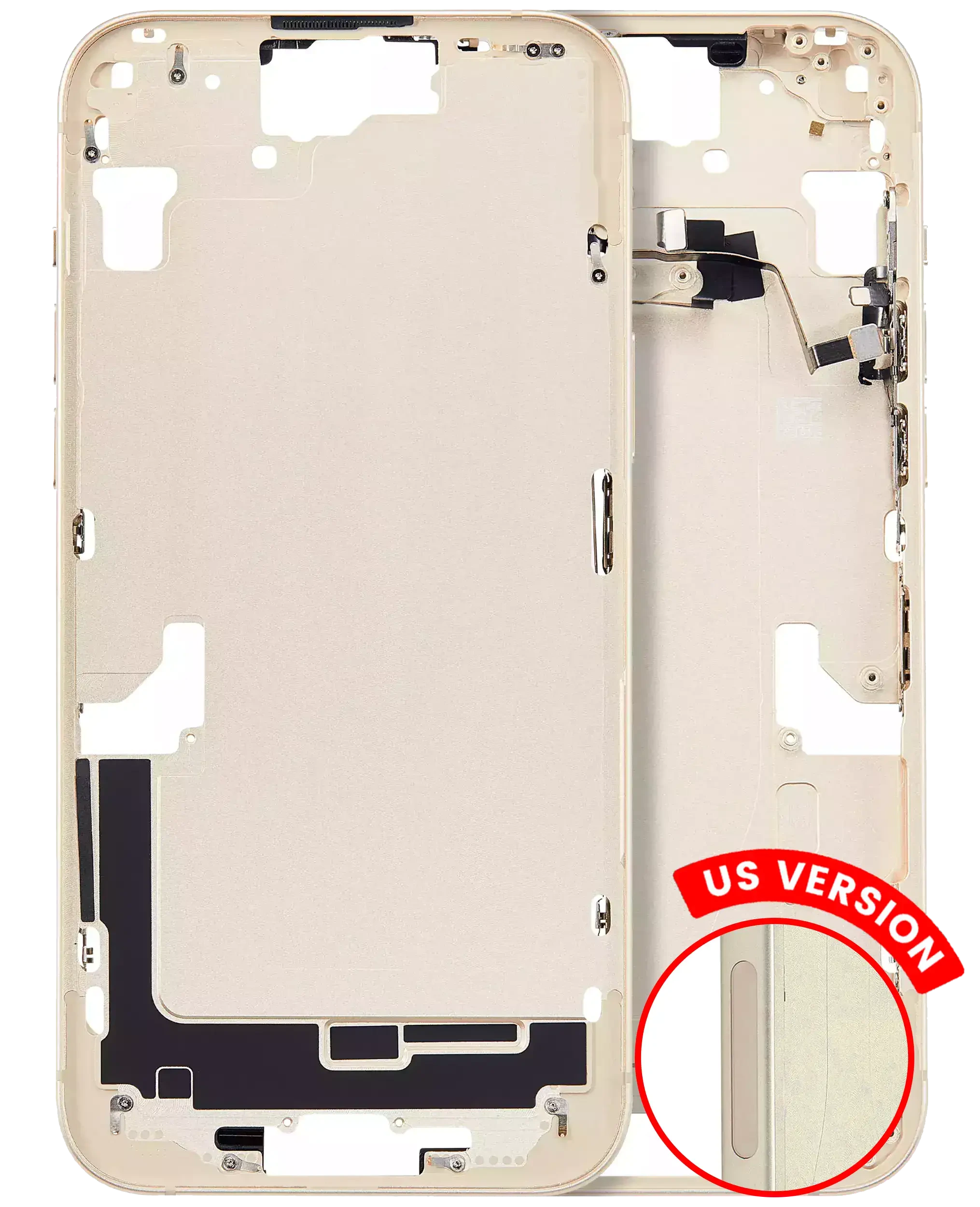 Frame centrale W/ Minuteria per iPhone 15 Plus (US Version) (Aftermarket Plus) (Giallo)