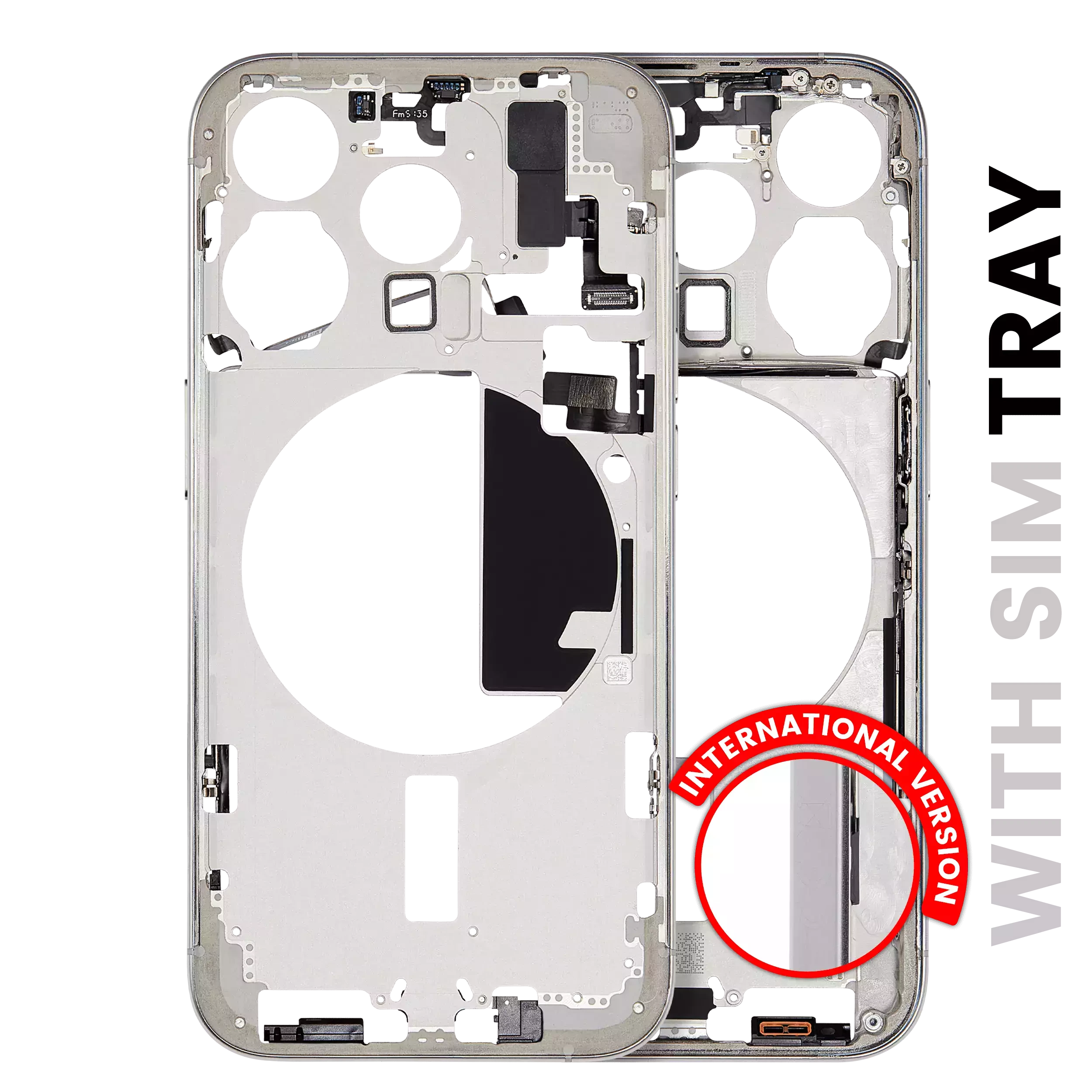 Frame centrale W/ Minuteria per iPhone 15 Pro (EU / Global Version) (Aftermarket Plus) (Titanio bianco)