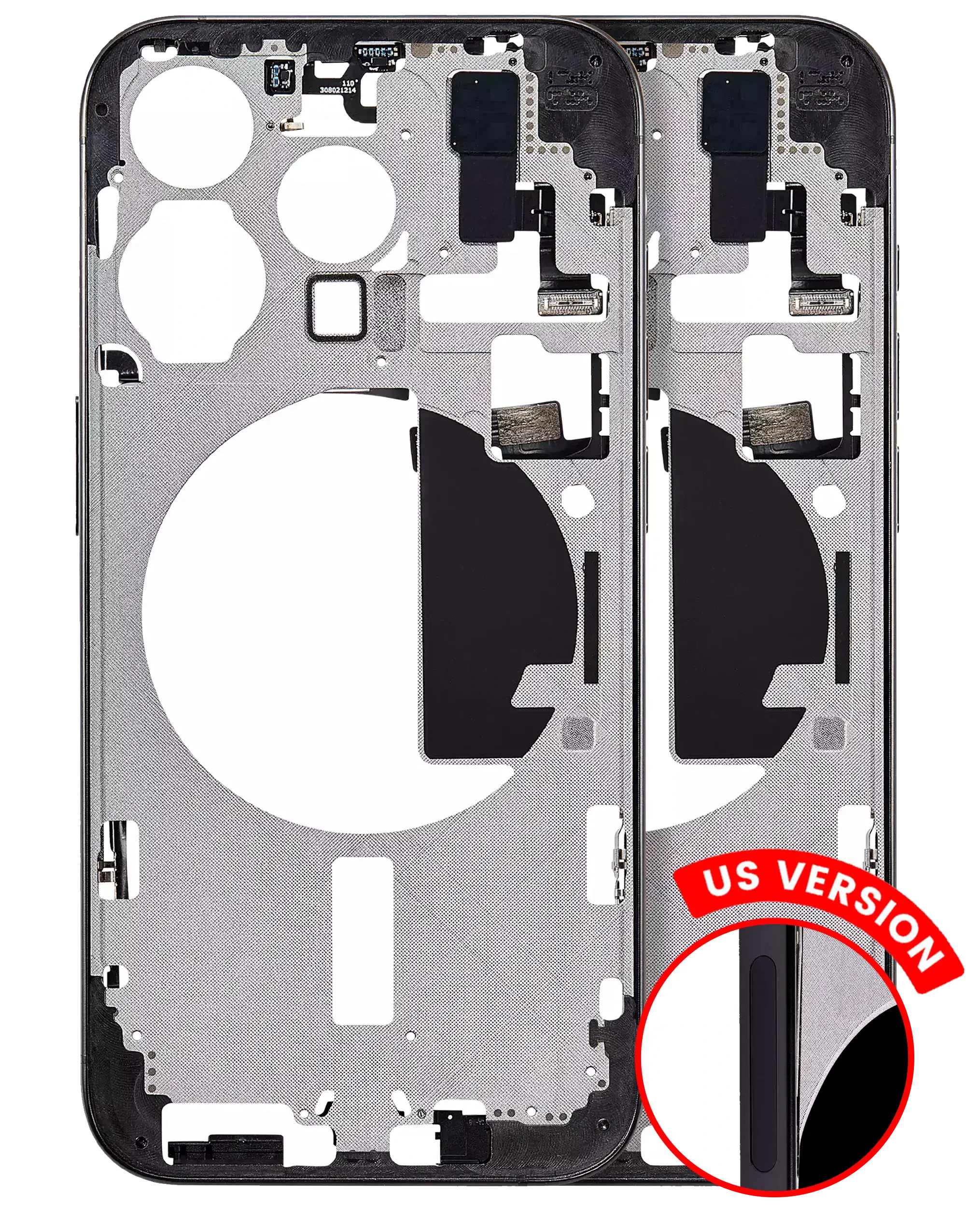 Frame centrale W/ Minuteria per iPhone 15 Pro (US Version) (Aftermarket Plus) (Titanio nero)