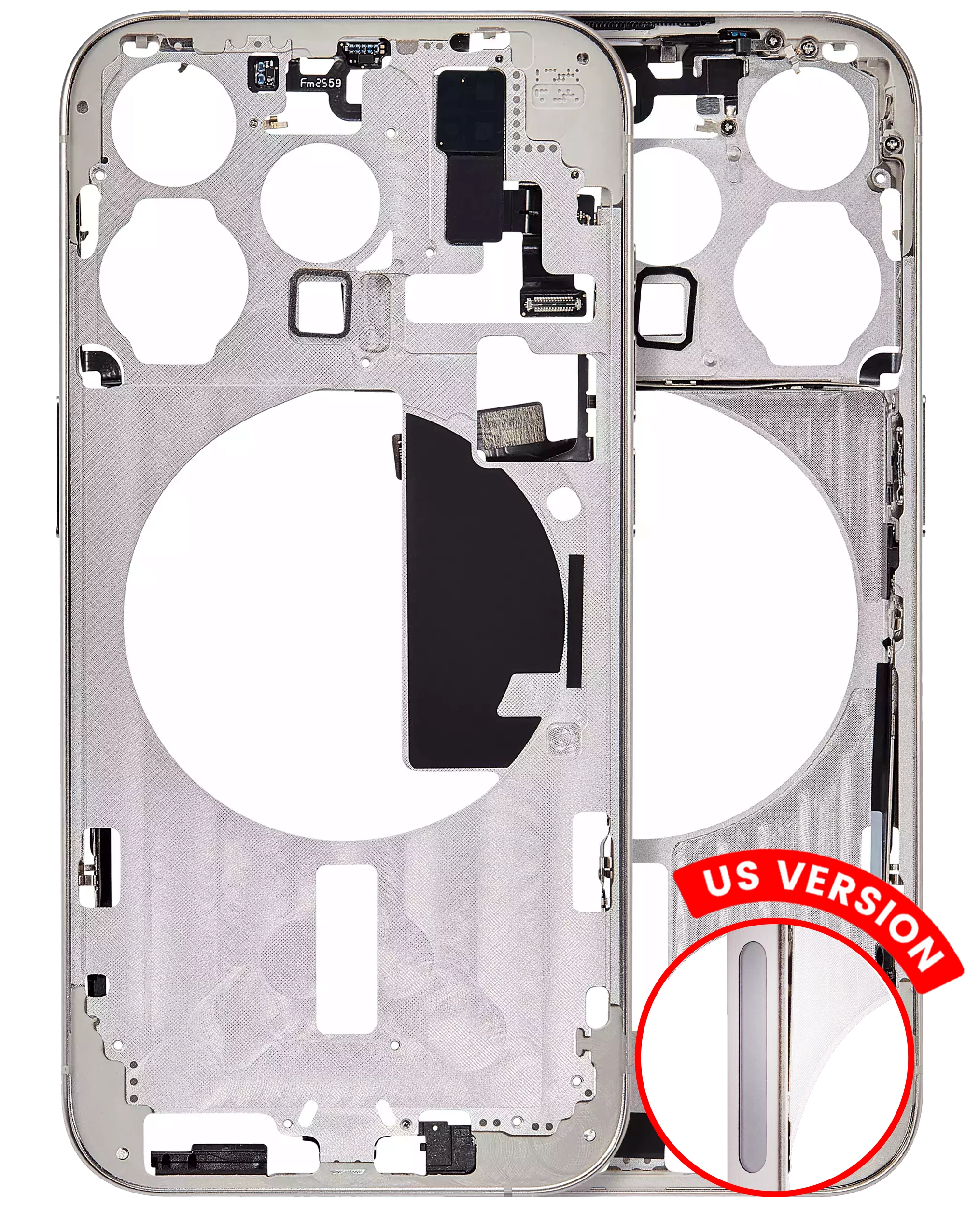 Frame centrale W/ Minuteria per iPhone 15 Pro (US Version) (Aftermarket Plus) (Titanio bianco)