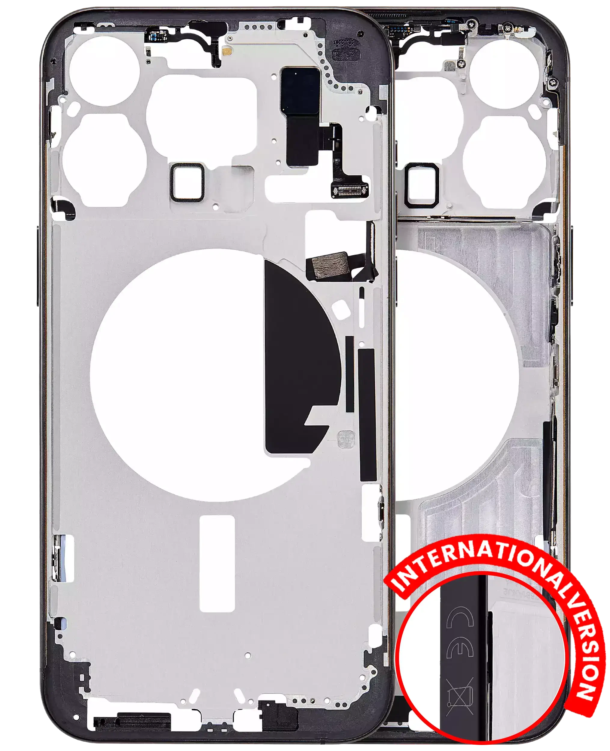 Frame centrale W/ Minuteria per iPhone 15 Pro Max (EU / Global Version) (Aftermarket Plus) (Titanio nero)