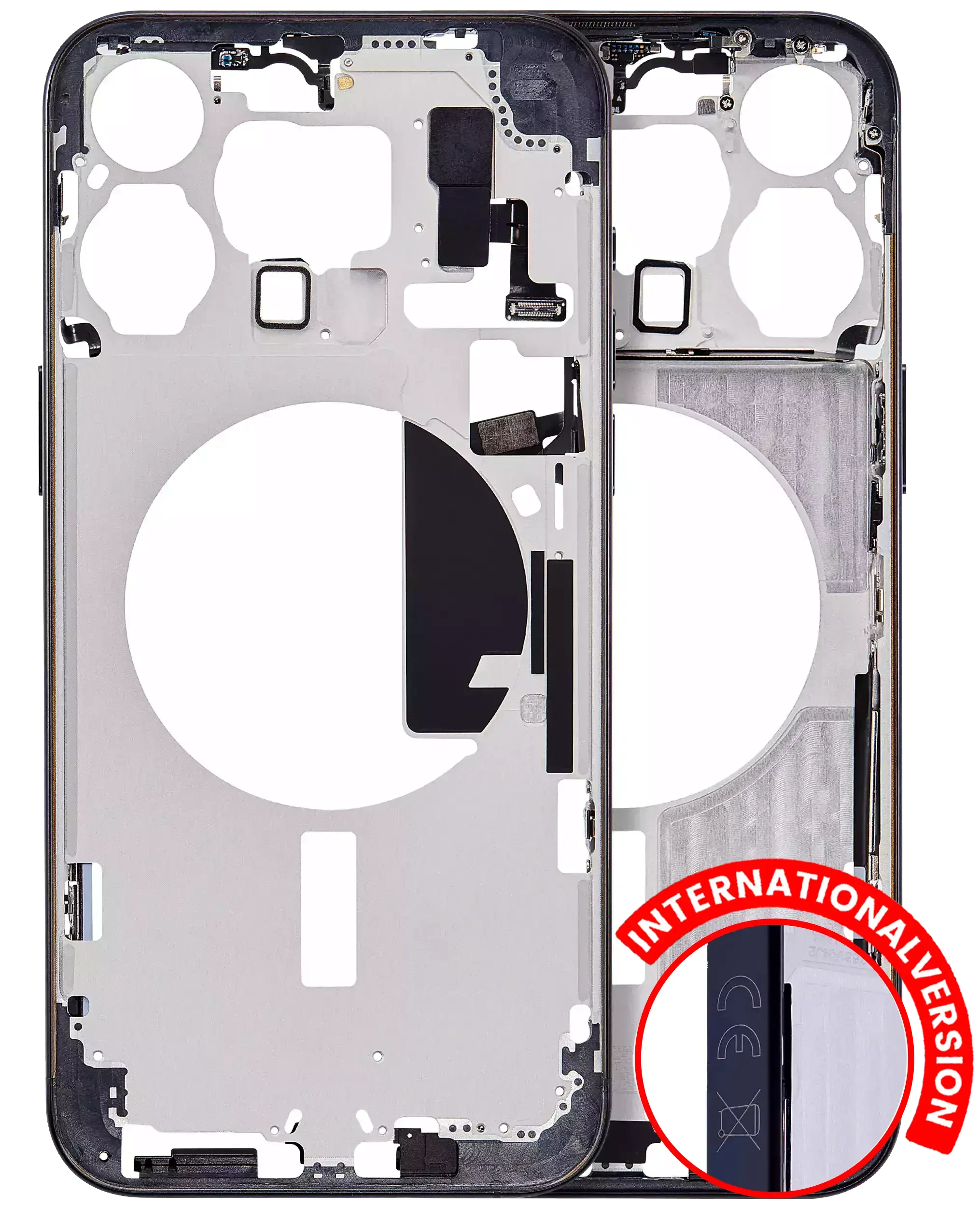Frame centrale W/ Minuteria per iPhone 15 Pro Max (EU / Global Version) (Aftermarket Plus) (Titanio blu)