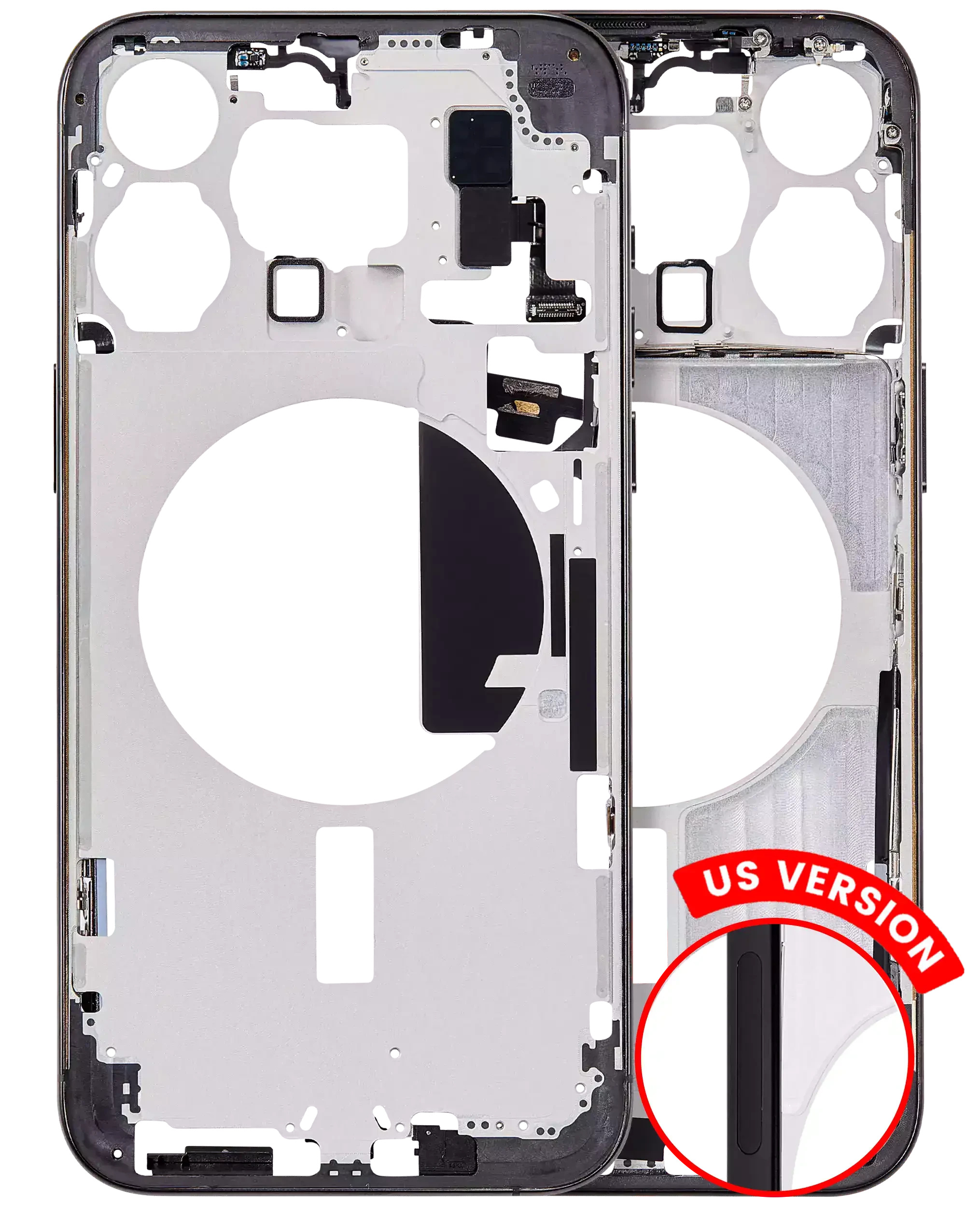 Frame centrale W/ Minuteria per iPhone 15 Pro Max (US Version) (Aftermarket Plus) (Titanio nero)