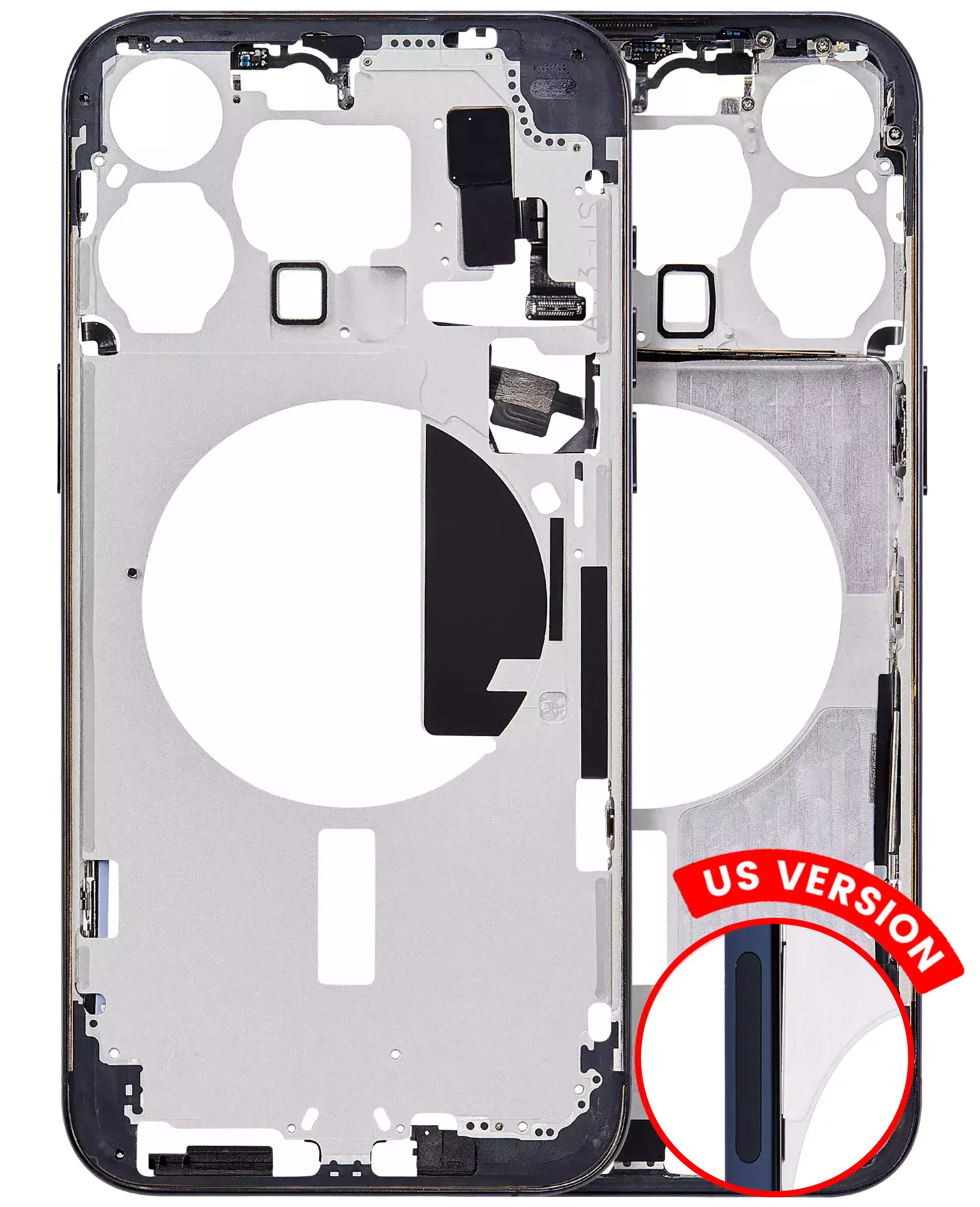 Frame centrale W/ Minuteria per iPhone 15 Pro Max (US Version) (Aftermarket Plus) (Titanio blu)