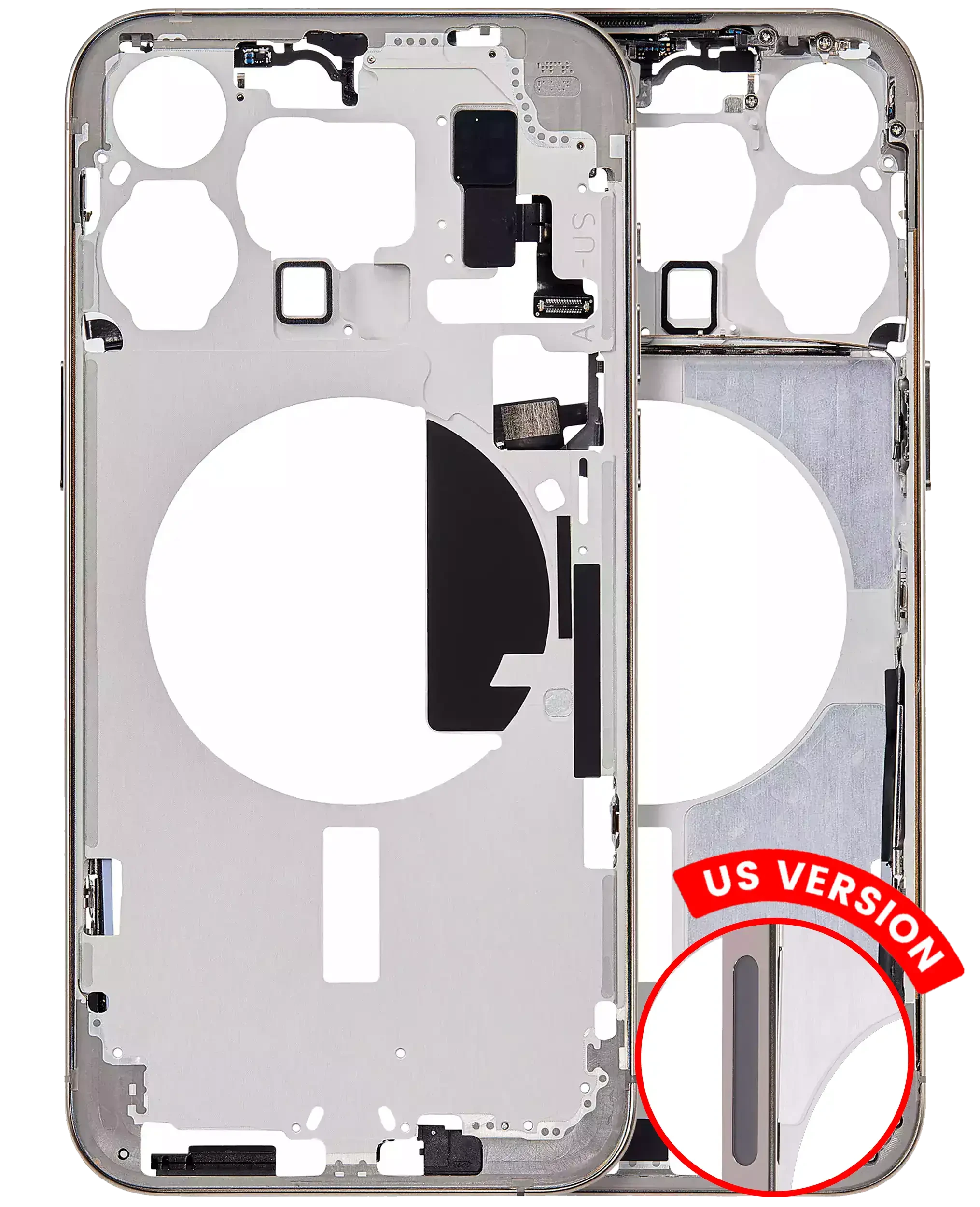 Frame centrale W/ Minuteria per iPhone 15 Pro Max (US Version) (Aftermarket Plus) (Titanio naturale)