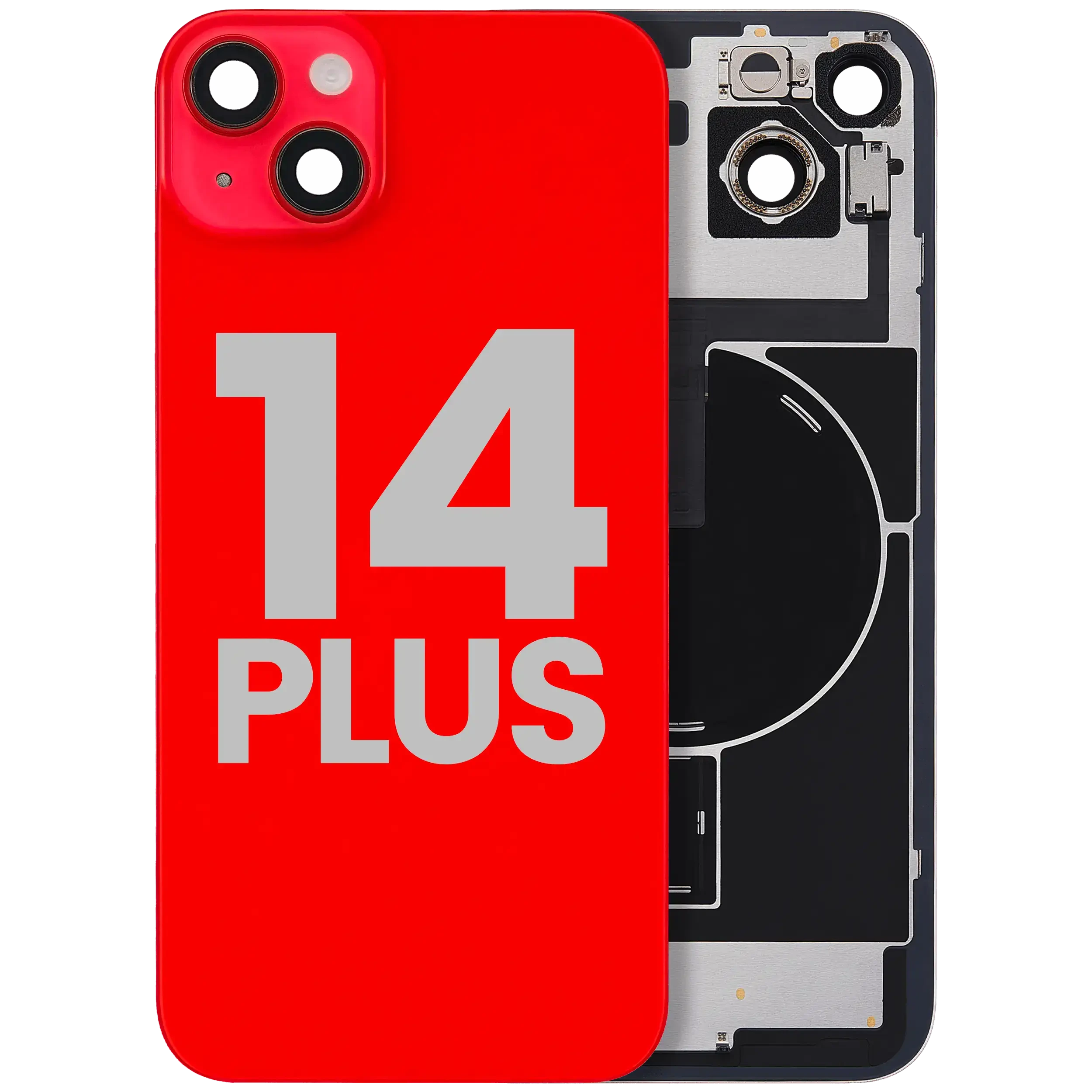 Vetro posteriore con magnete MagSafe, NFC e flat flash per iPhone 14 Plus (Used Service Pack Pull: Grade B) (Rosso)