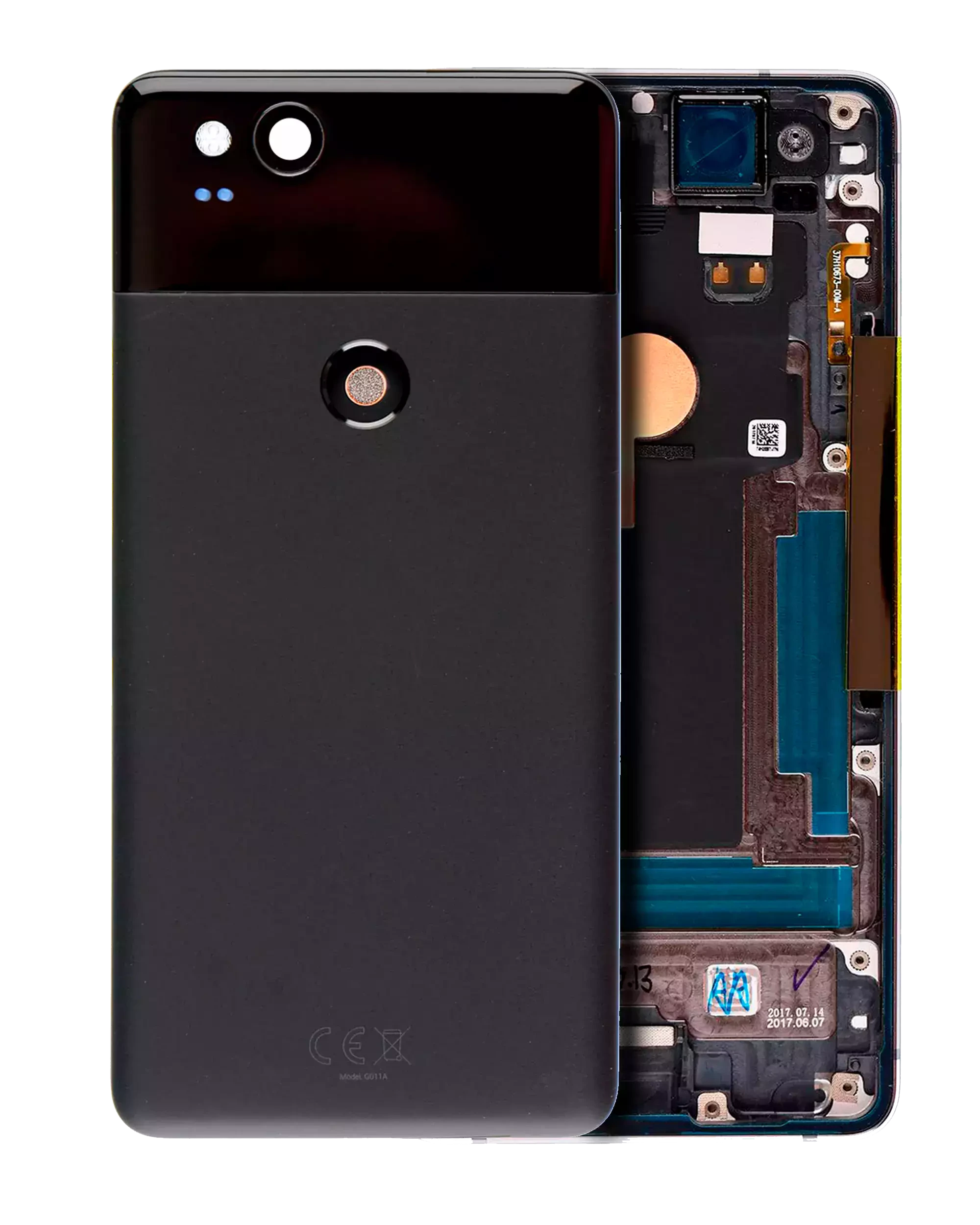 Scocca posteriore per Google Pixel 2 (Service Pack) (Nero)